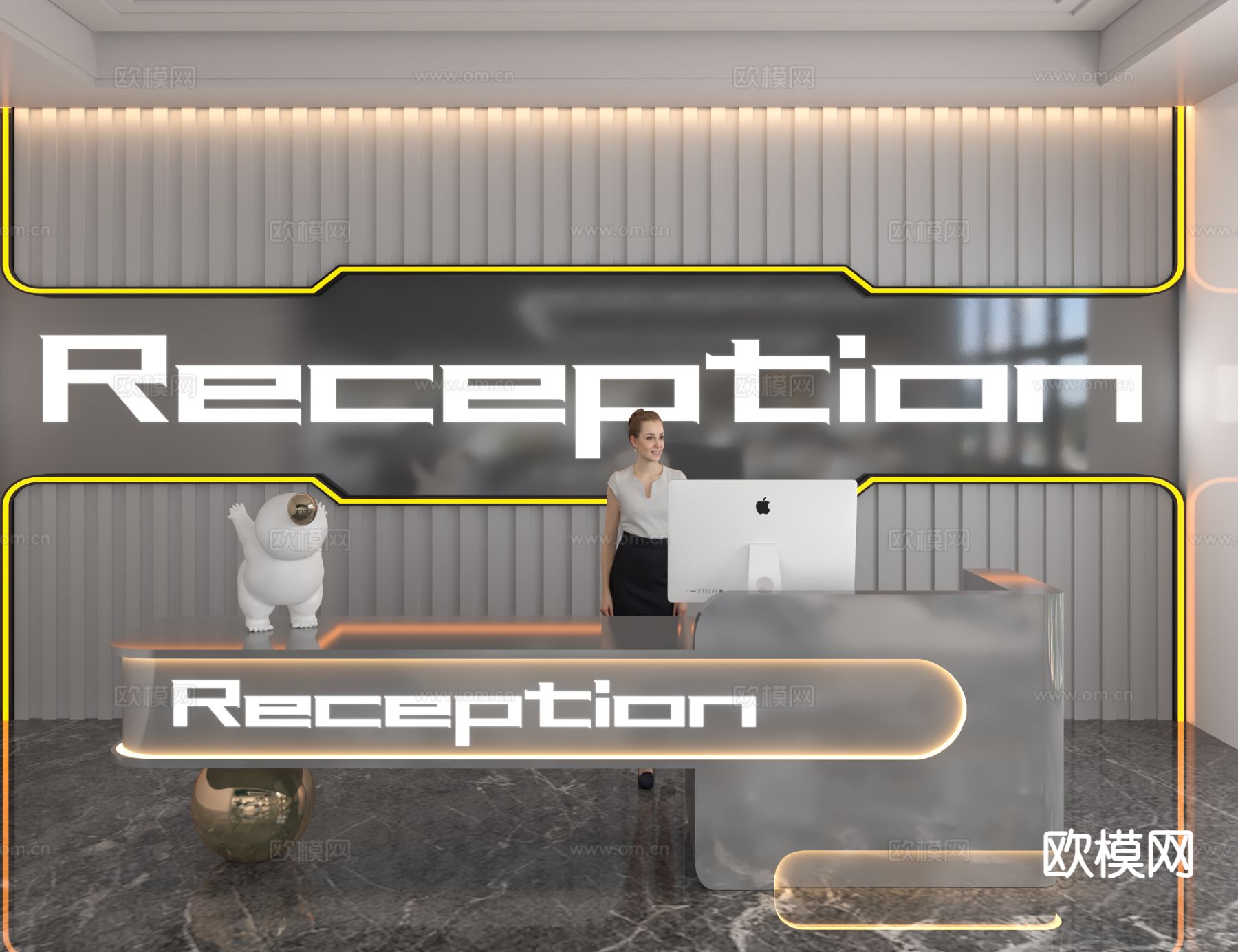 现代前台 接待台 服务台3d模型下载