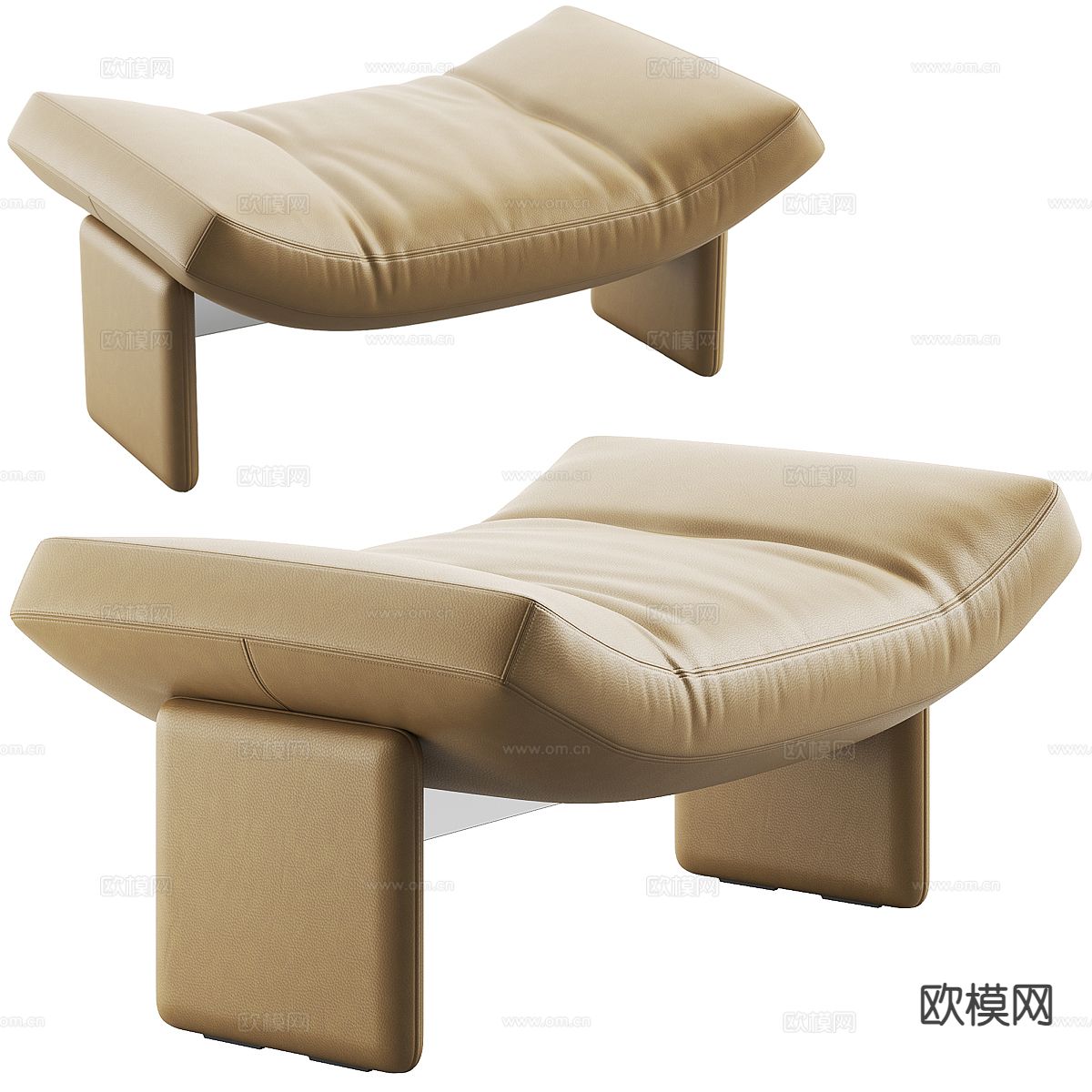 Minotti emmi 皮革脚踏 床尾凳3d模型下载