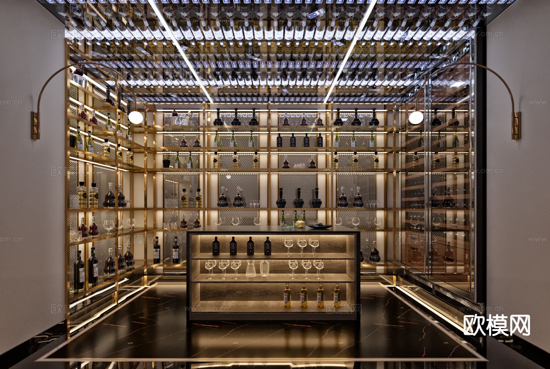 轻奢休闲室 品酒室 酒窖3d模型下载