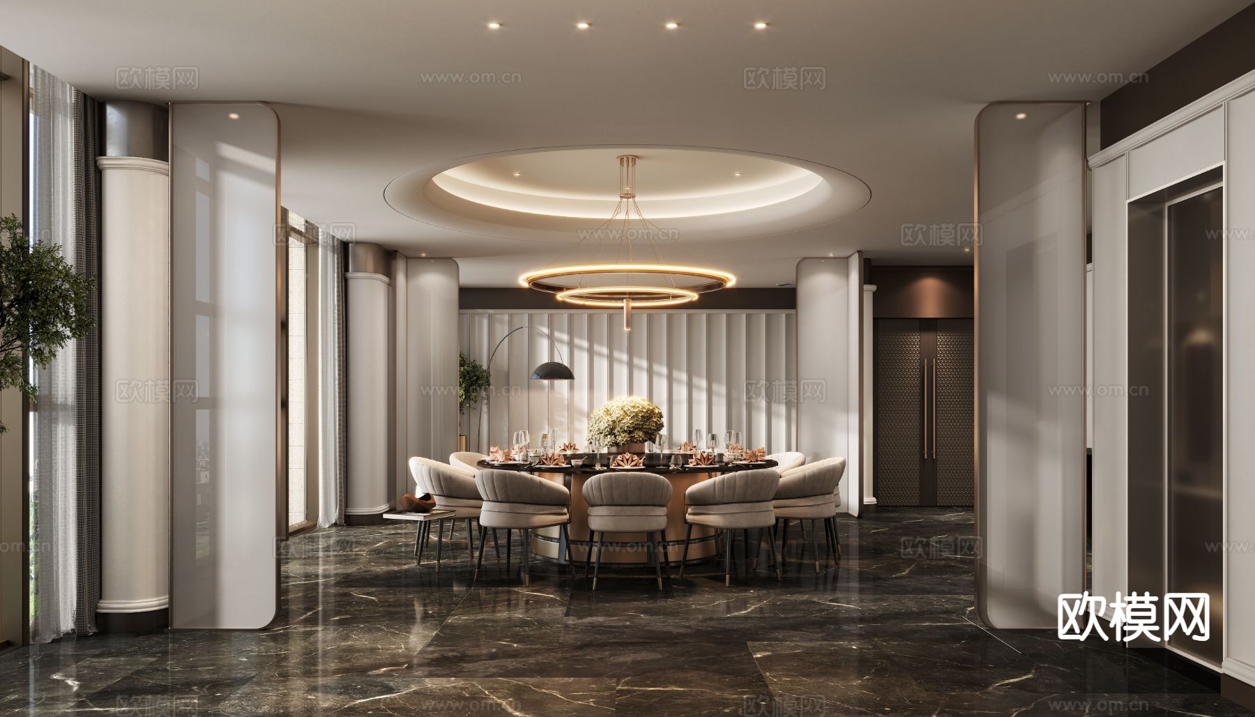 现代酒楼包间 豪华包房3d模型下载（渲染图2）
