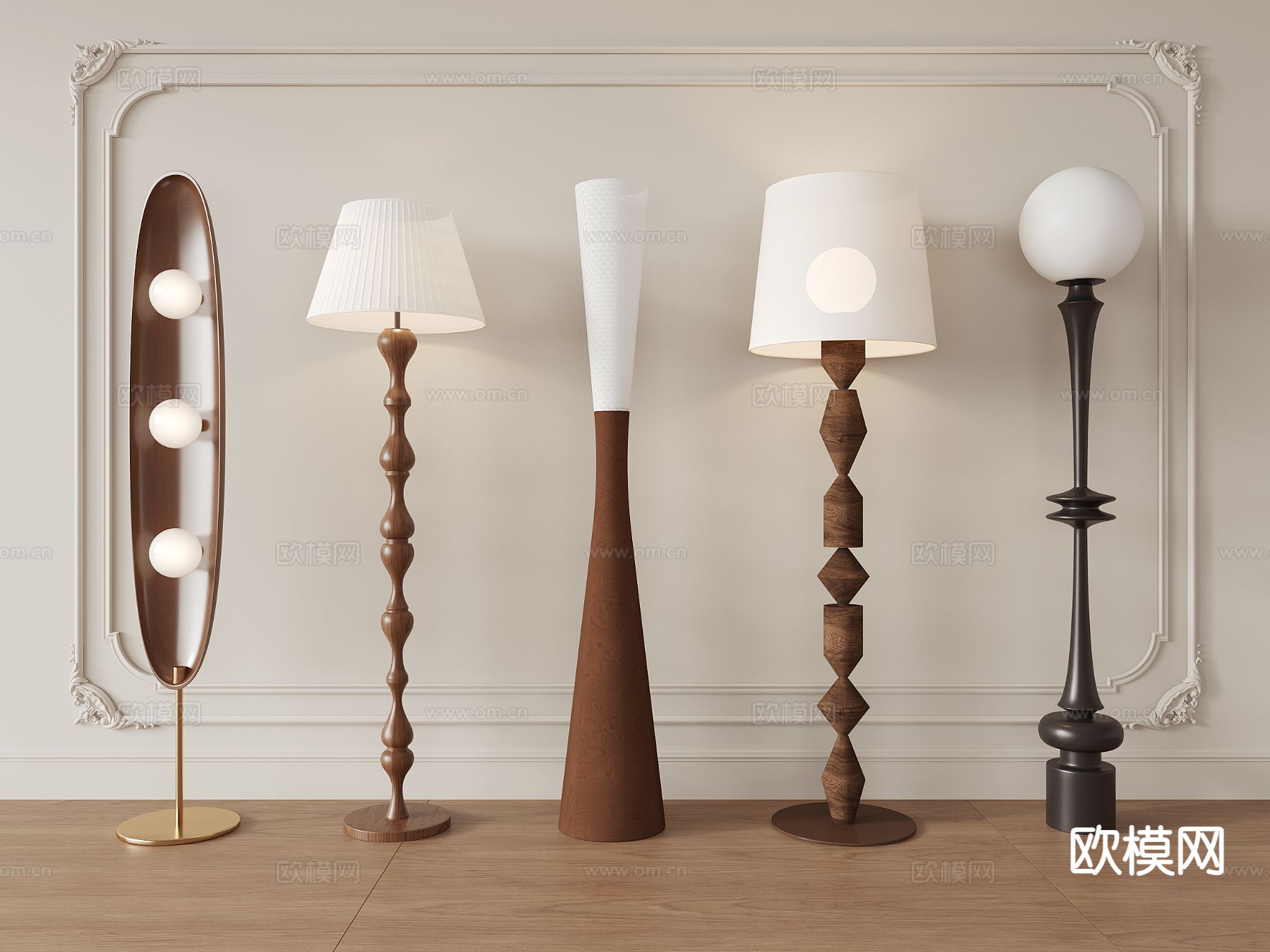 中古风落地灯 艺术落地灯3d模型下载