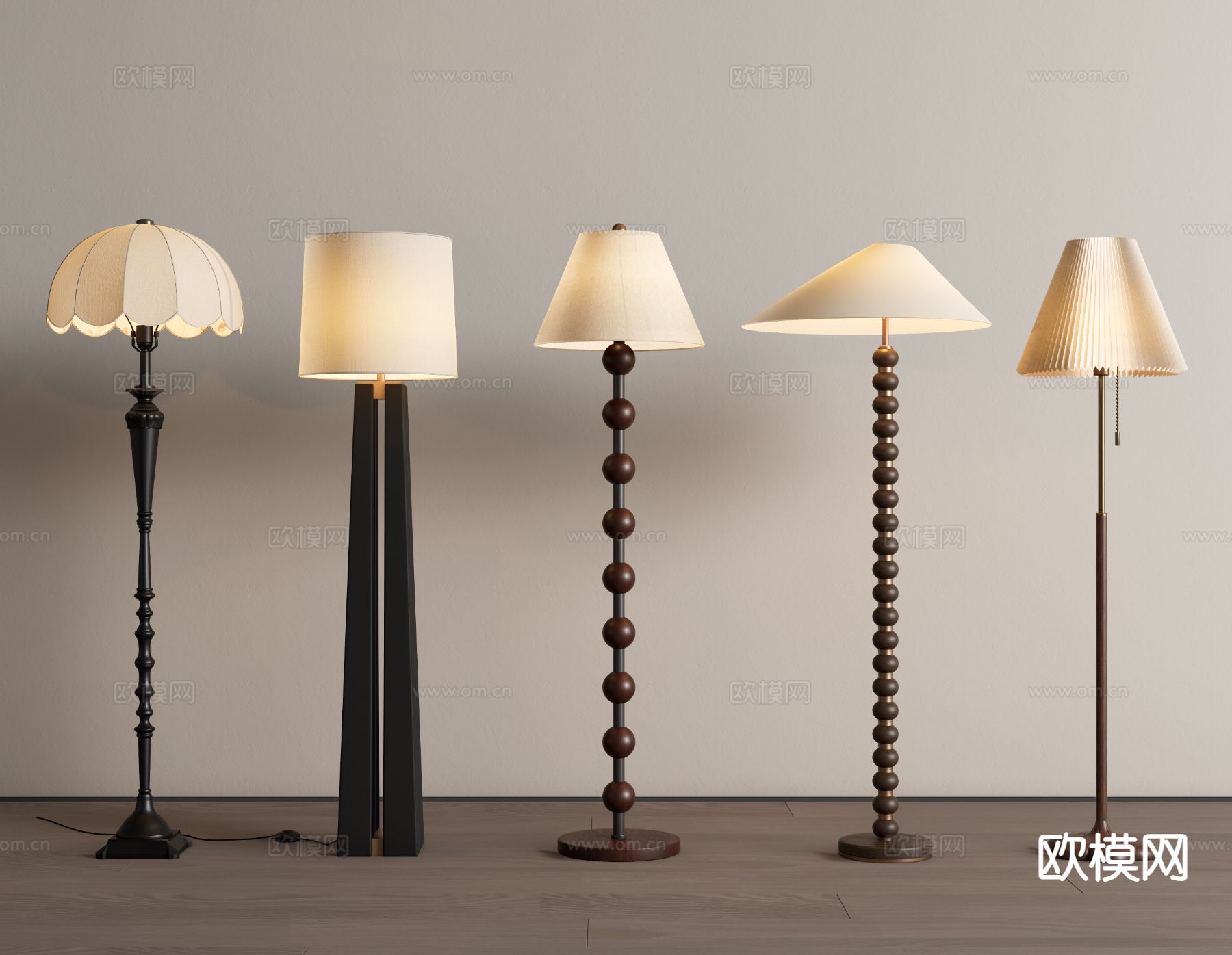 中古风落地灯3d模型下载