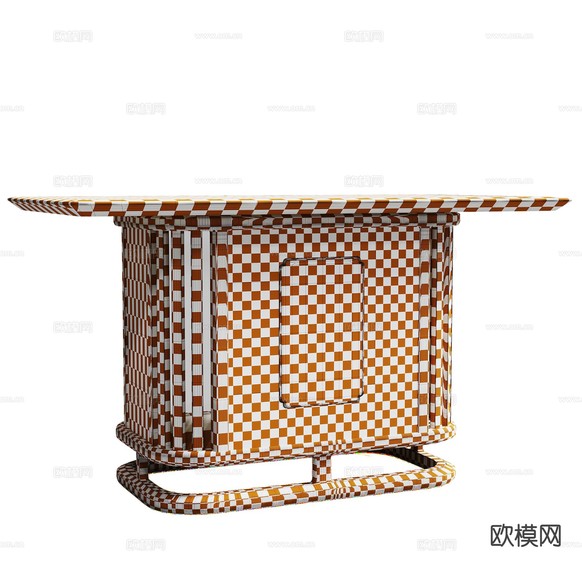 新中式端景台 玄关台3d模型下载(渲染图3)