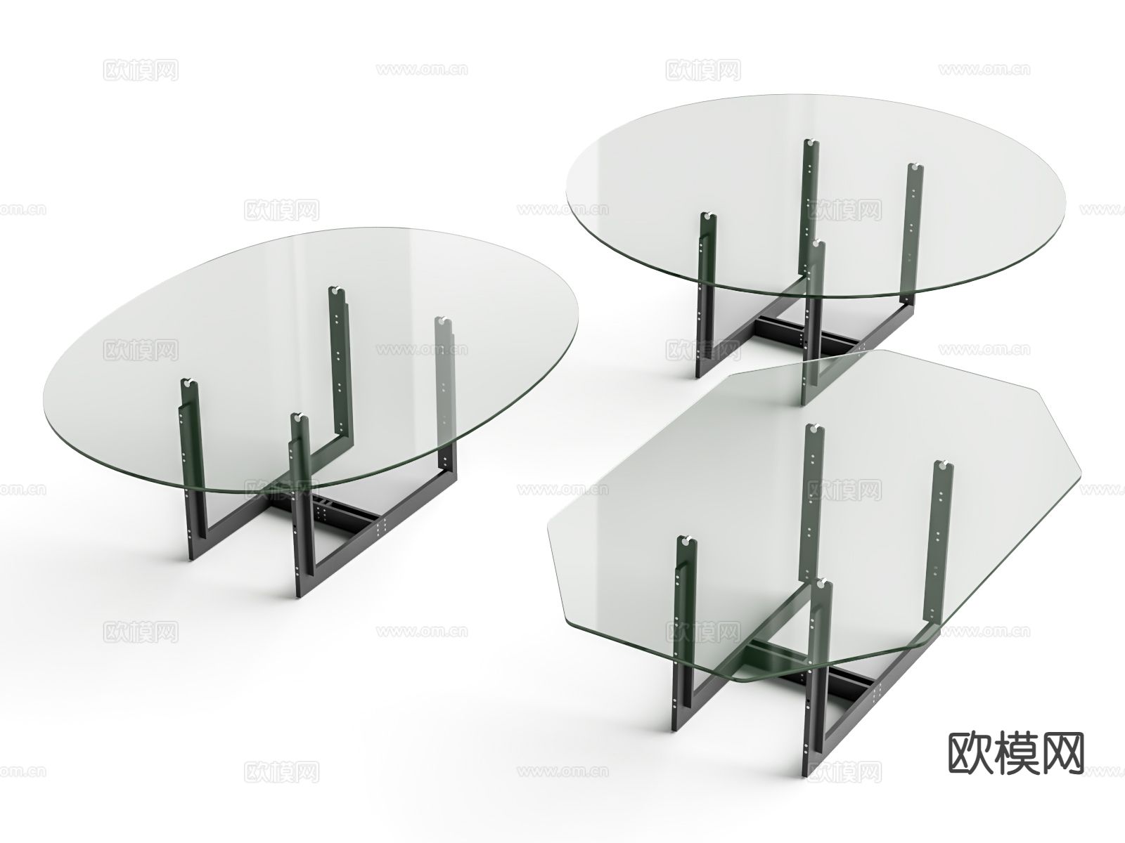 Cassina 现代玻璃餐桌 圆形餐桌3d模型下载