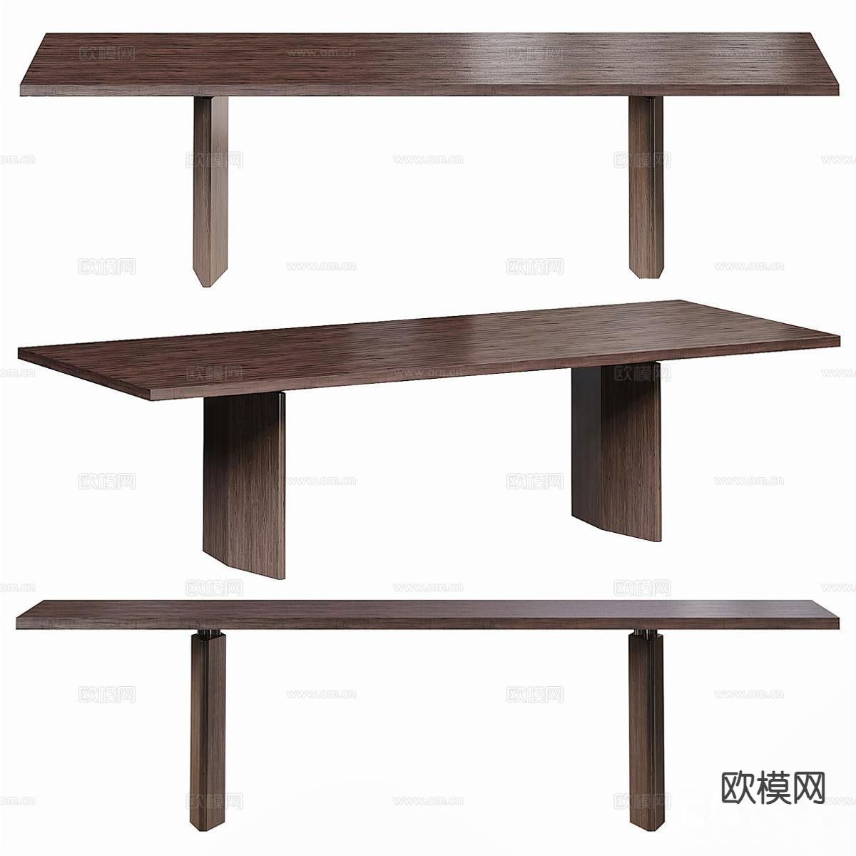 Minotti 实木餐桌3d模型下载