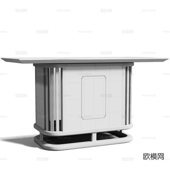 新中式端景台 玄关台3d模型下载(渲染图4)
