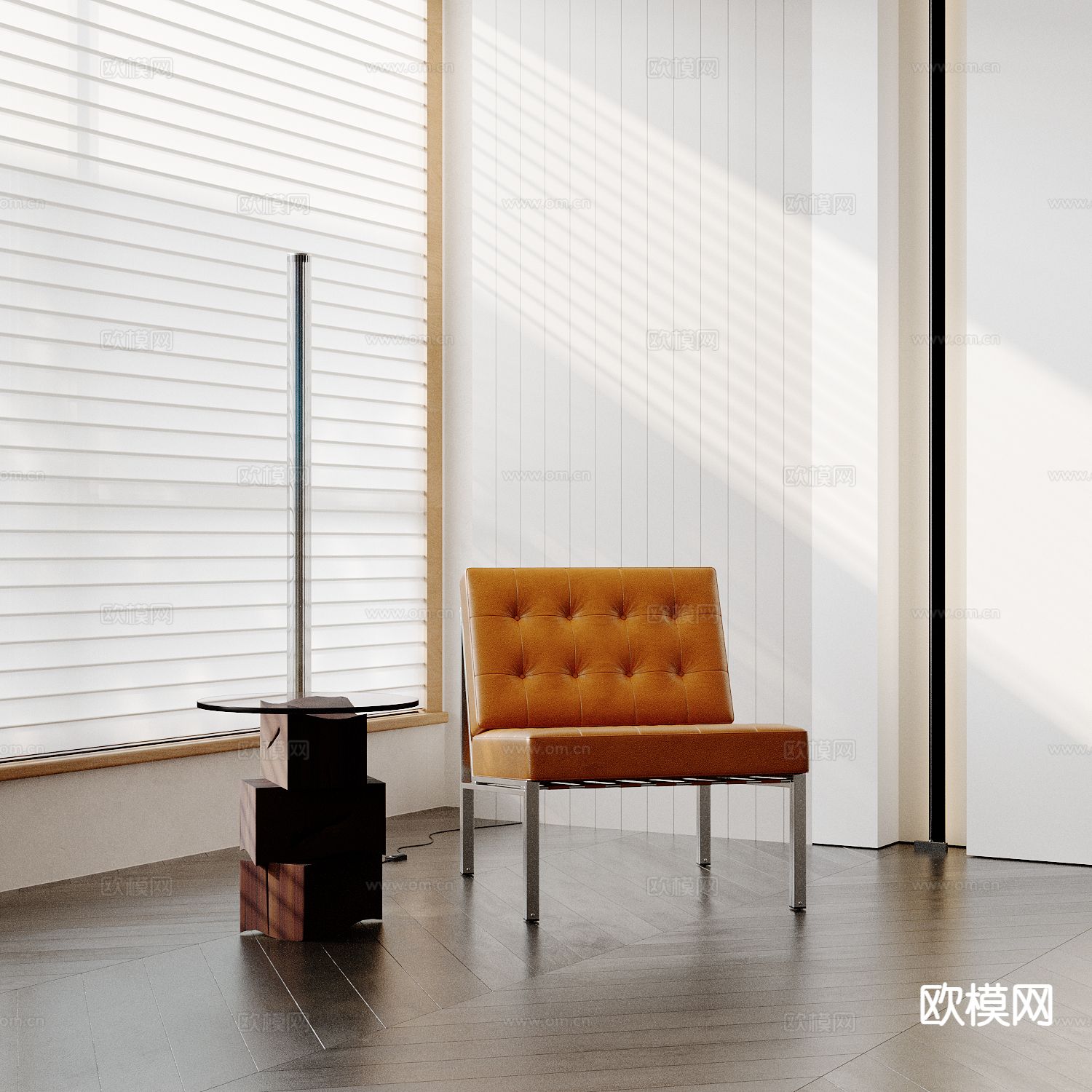 意式椅子 休闲椅 皮革椅3d模型下载