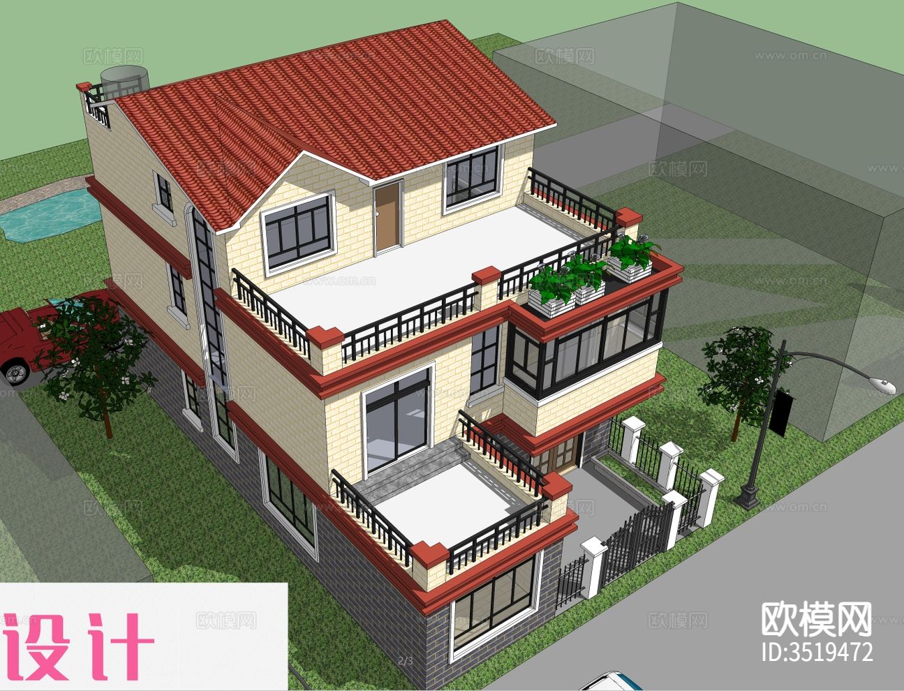 三层别墅建施图下载（渲染图10）