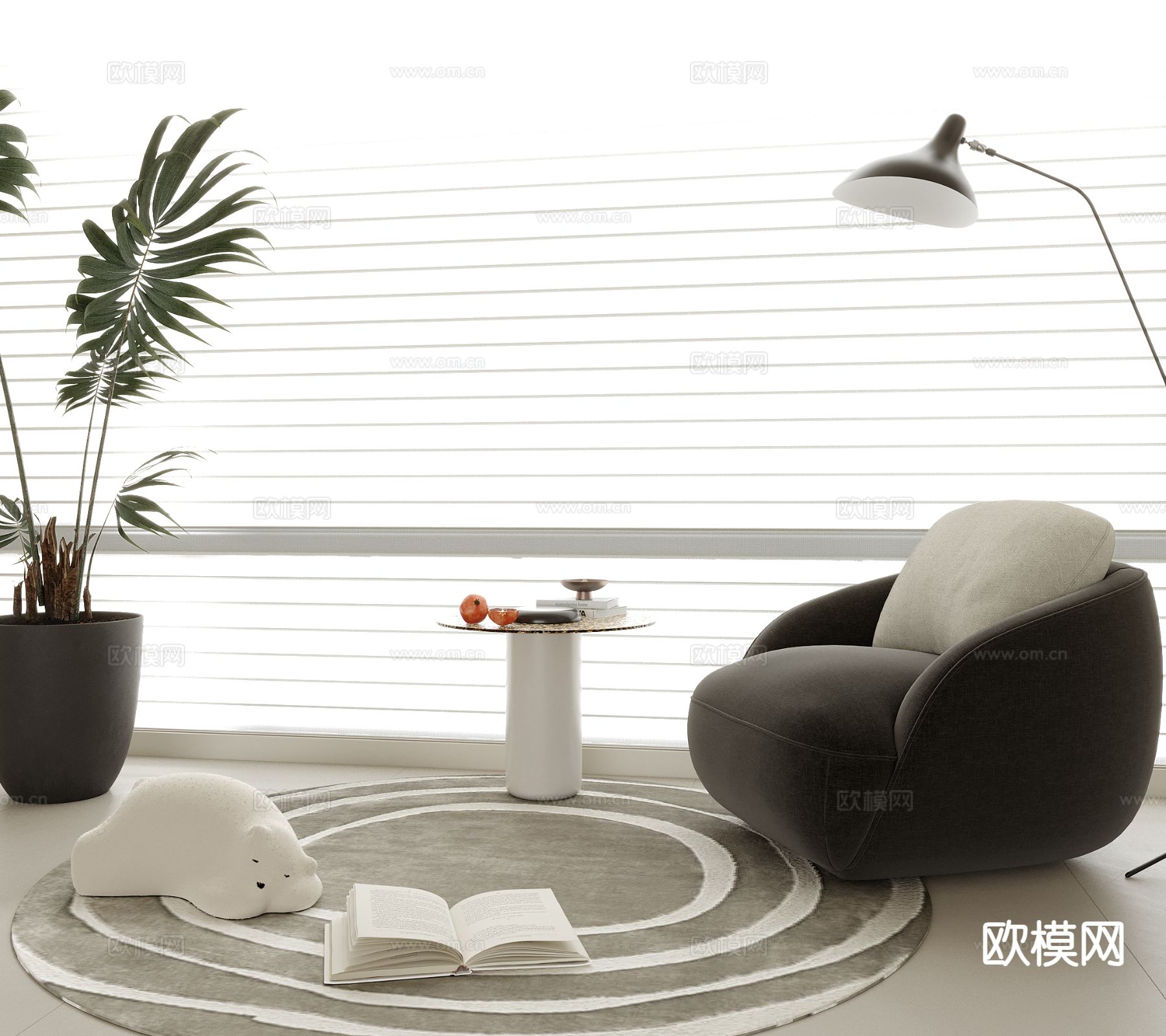 现代单人沙发su模型下载（渲染图2）