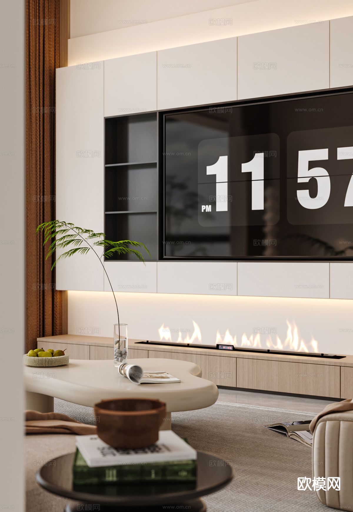 现代摆件 装饰品 壁炉3d模型下载