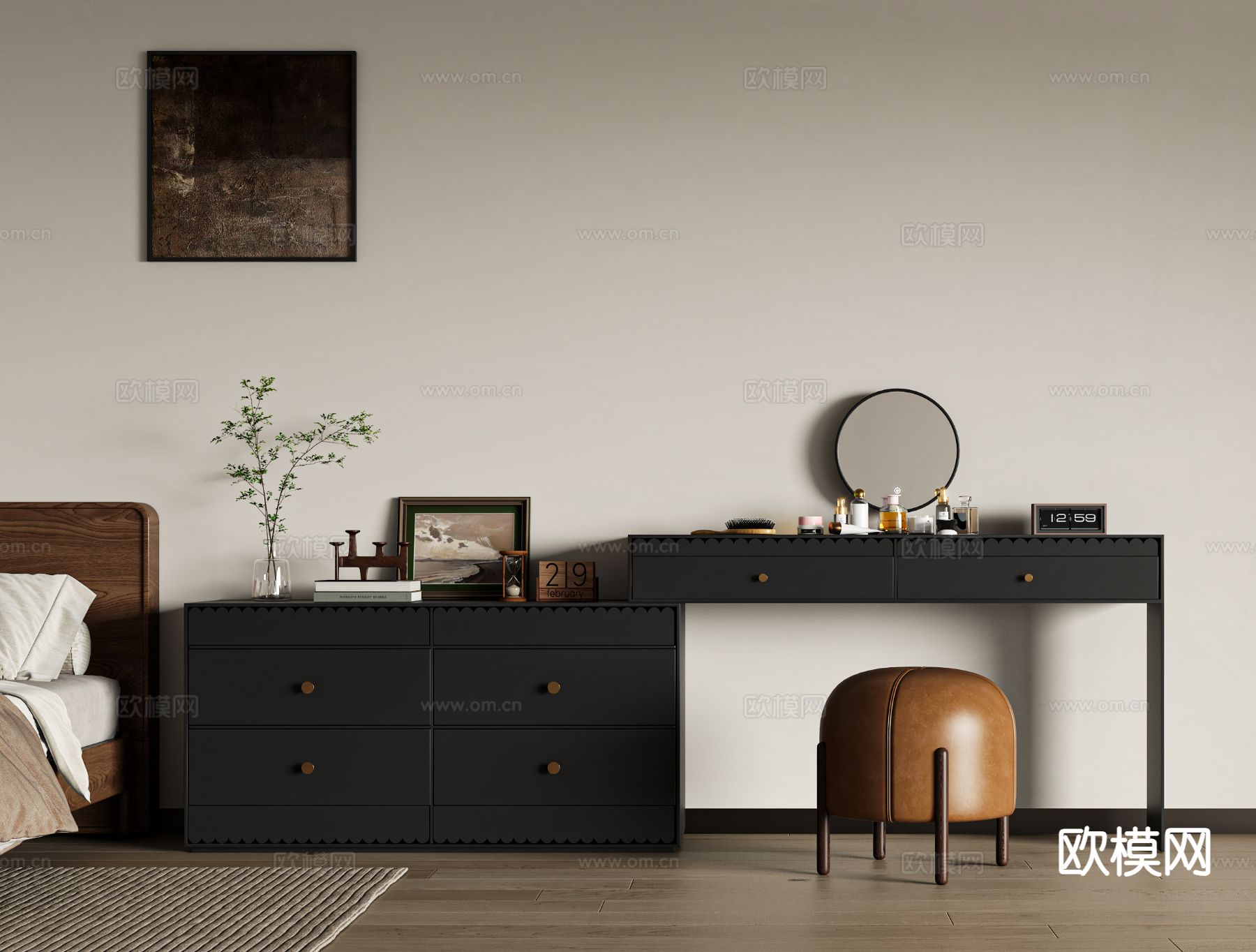 法式梳妆台su模型下载（渲染图2）