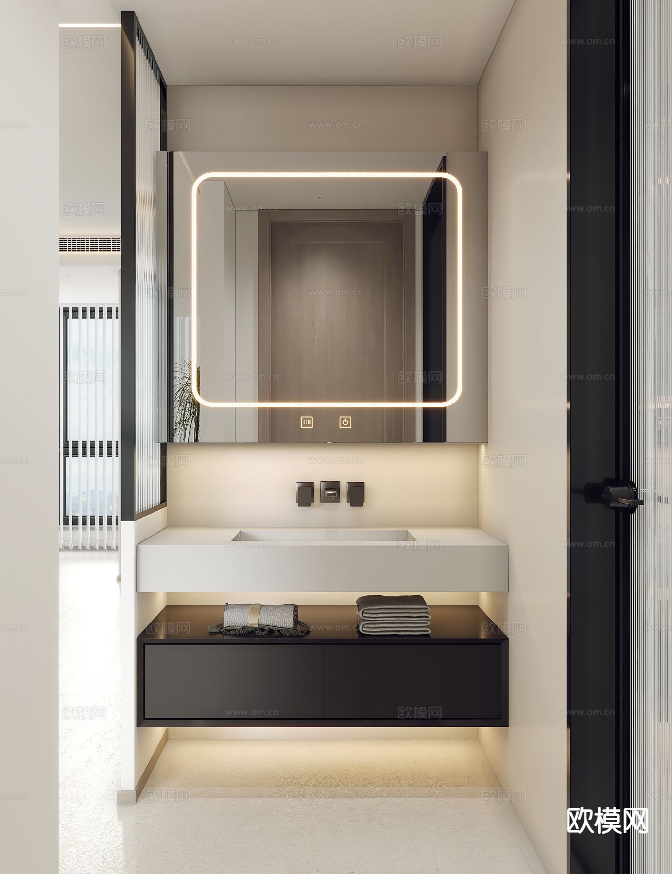 现代卫生间干区su模型下载（渲染图2）