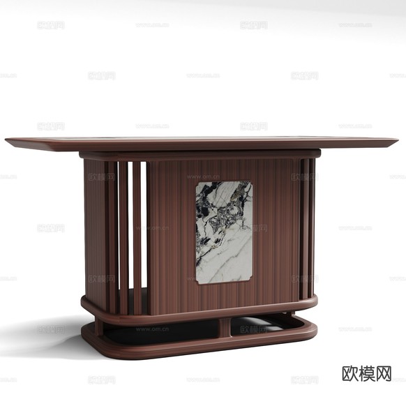 新中式端景台 玄关台3d模型下载(渲染图2)