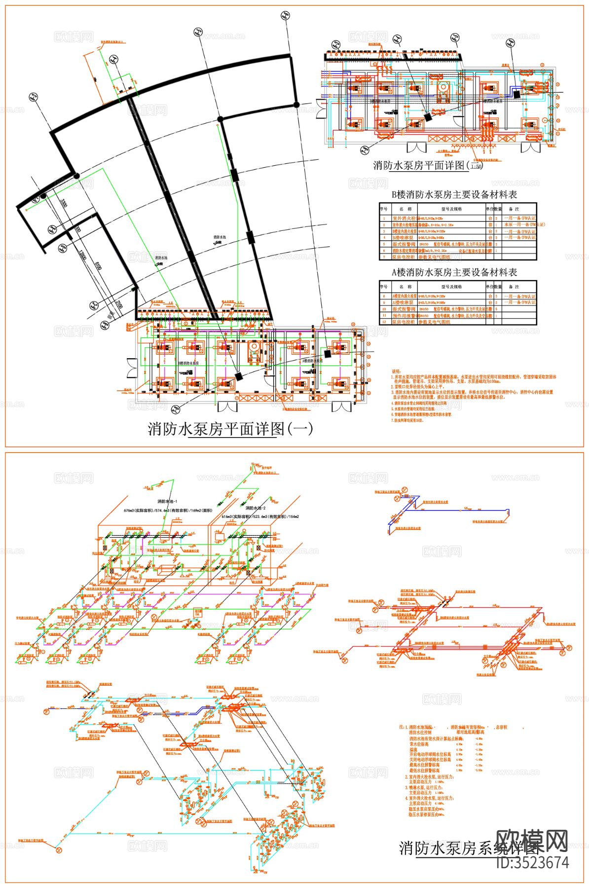 水泵房 热水系统 水箱间系统施工图下载（渲染图9）