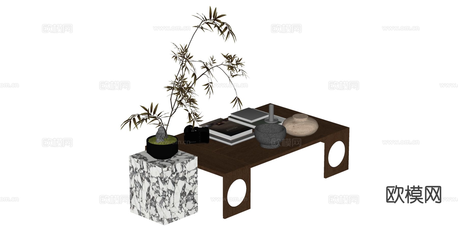 中古风茶几su模型下载（渲染图1）