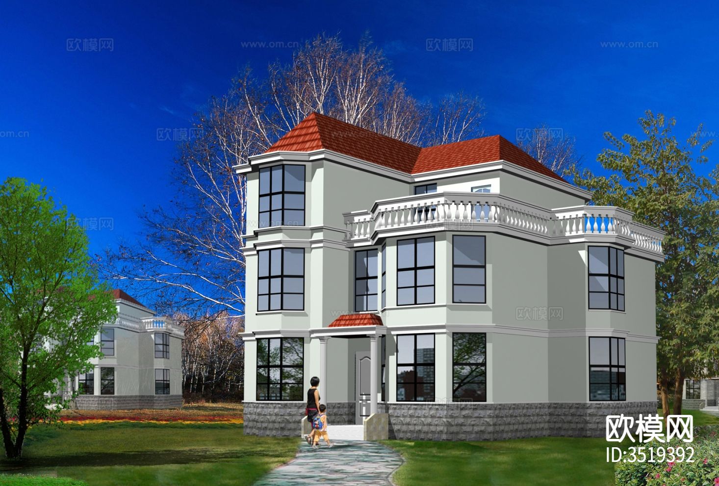 三层别墅建施图下载（渲染图7）