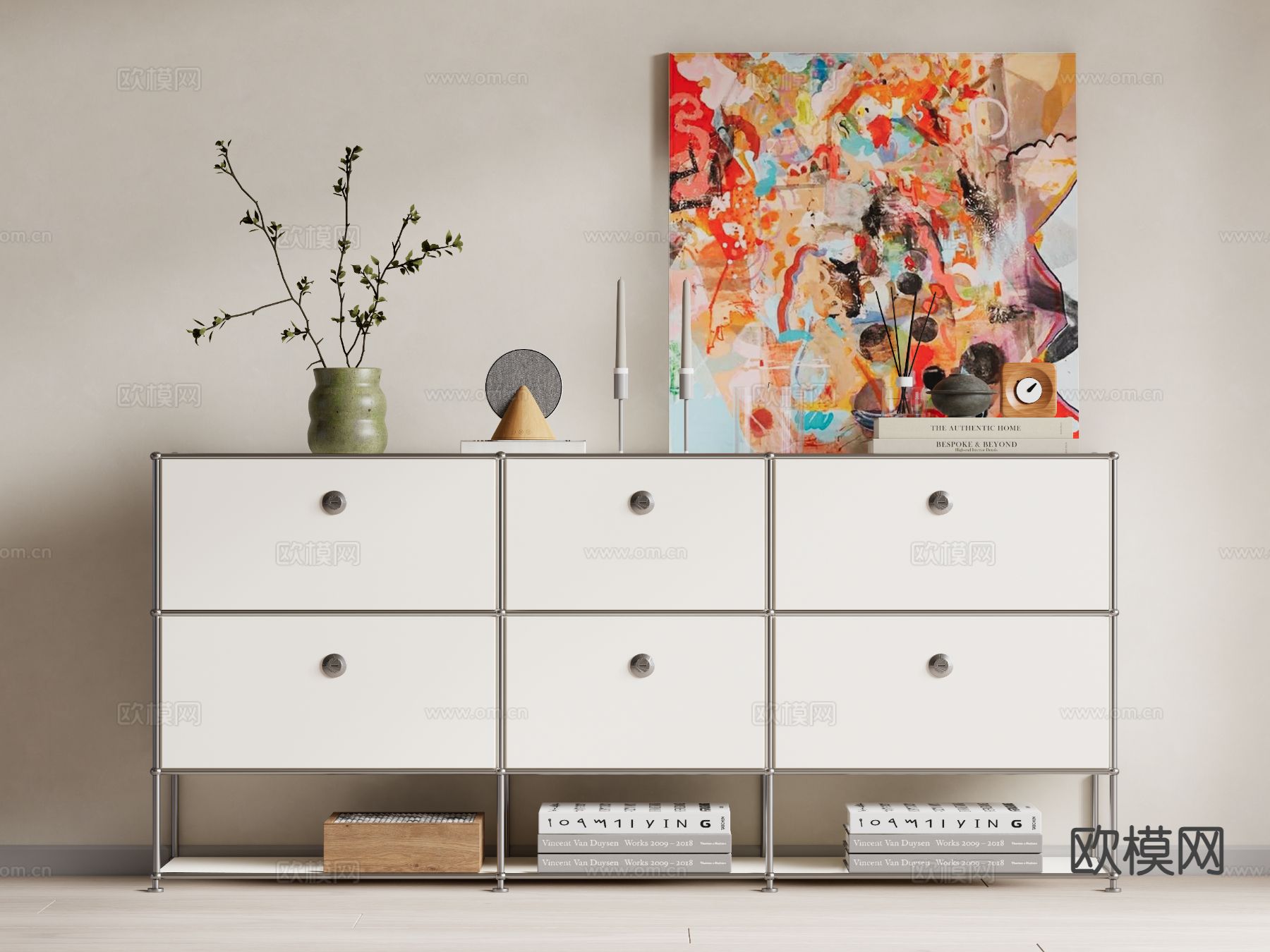 中古风储物柜su模型下载（渲染图2）