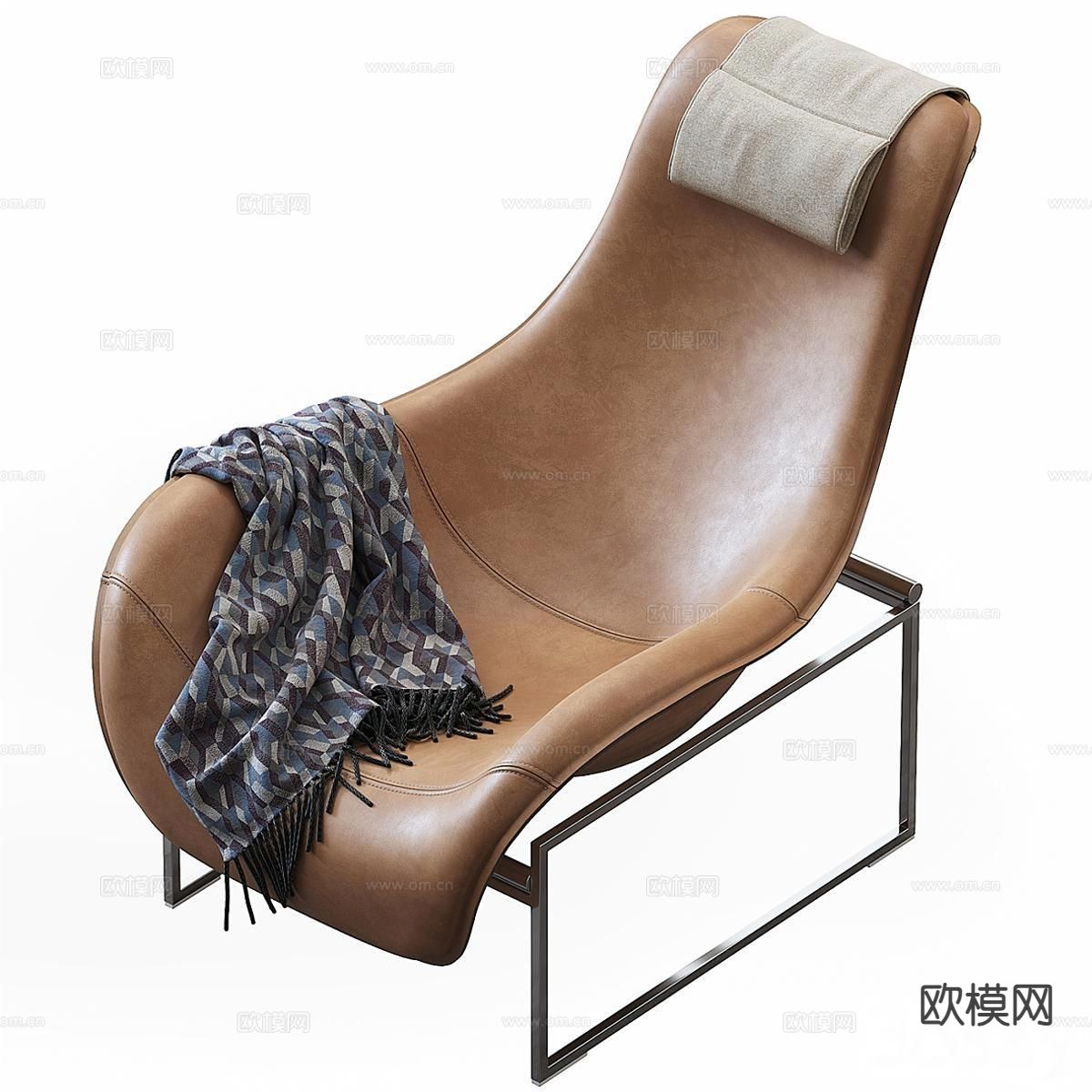 B&b Italia 皮革椅子 休闲椅 扶手椅3d模型下载（渲染图4）