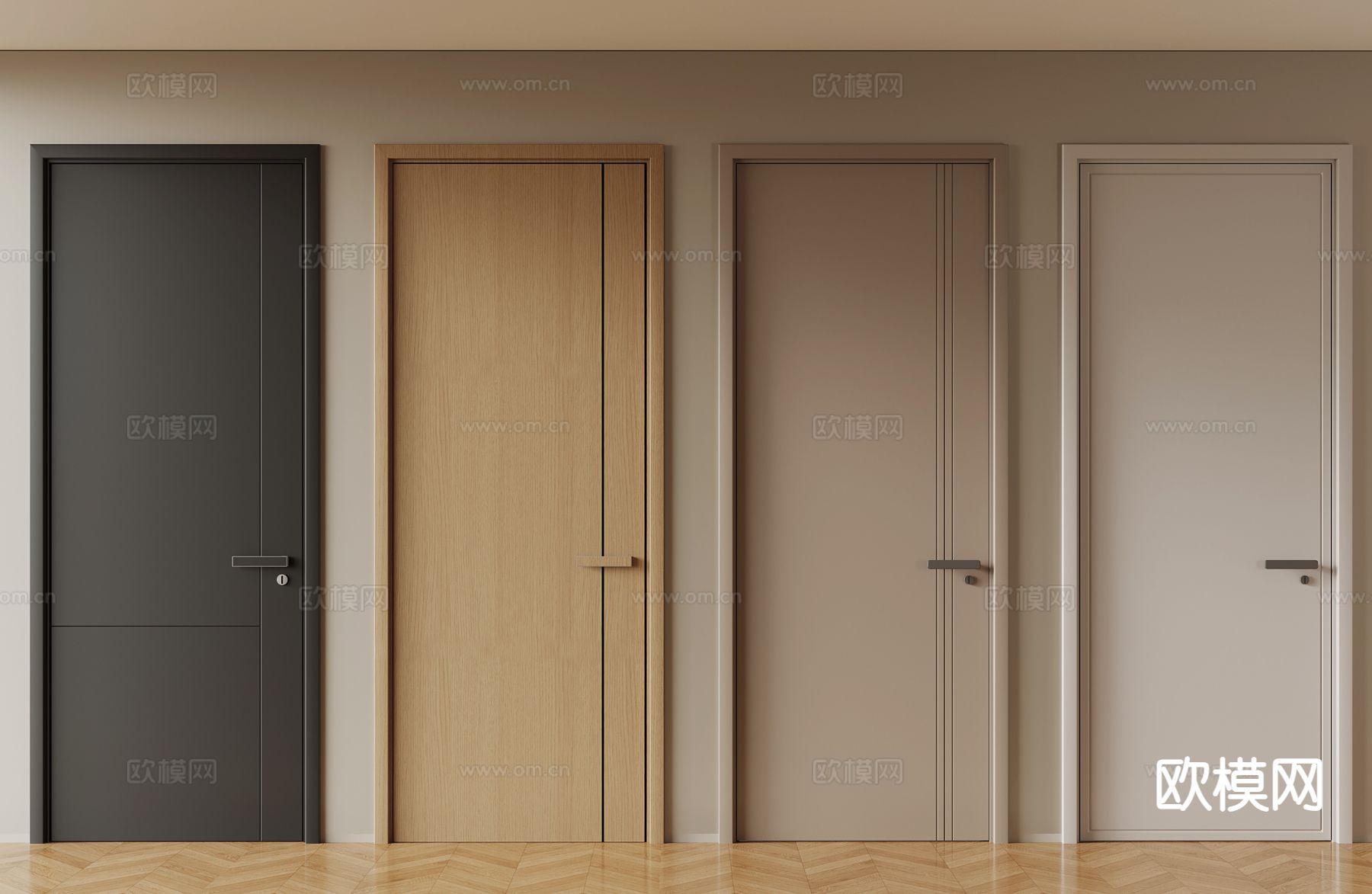 现代单开门 室内门 木门3d模型下载