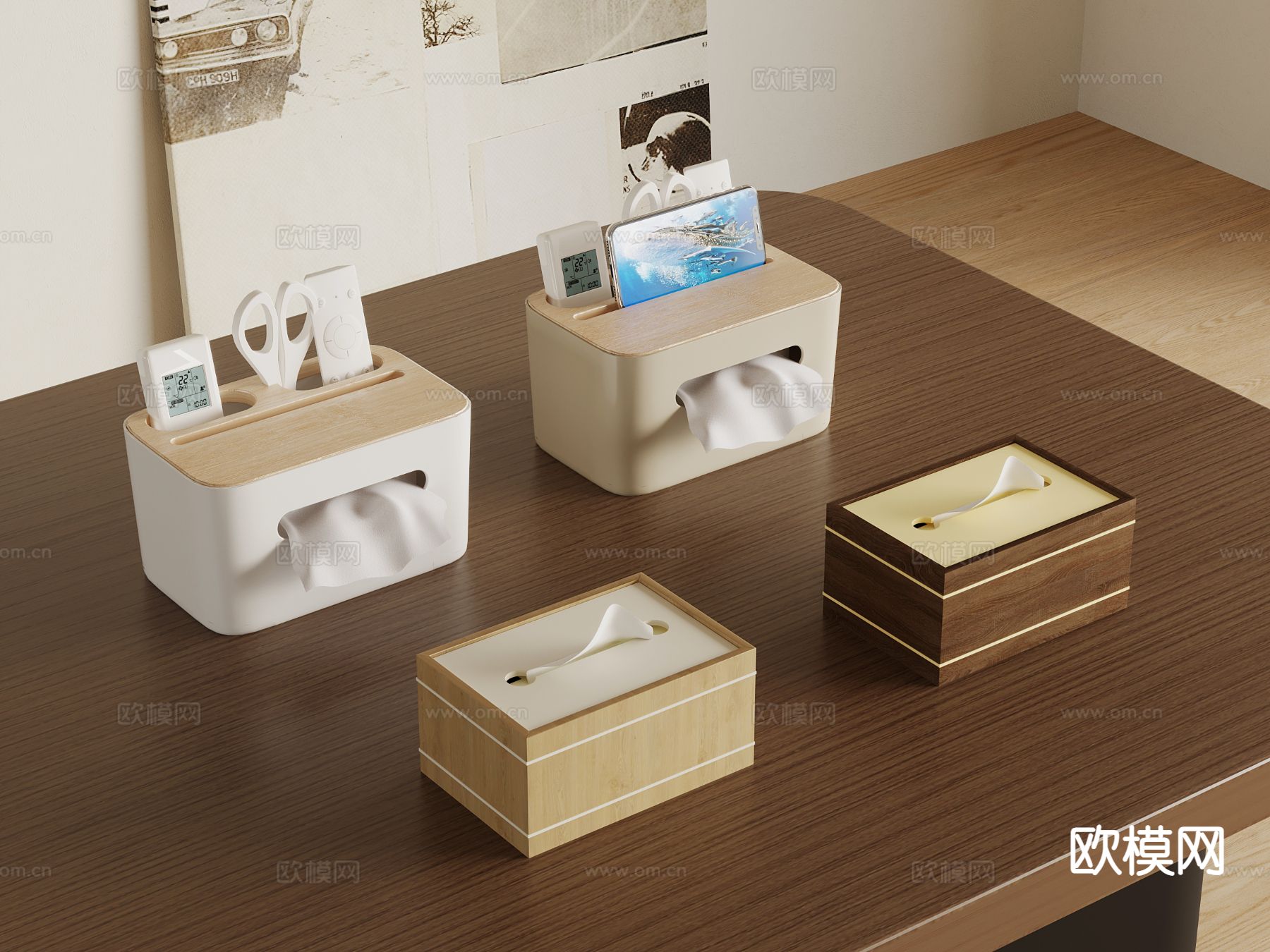 现代抽纸盒3d模型下载