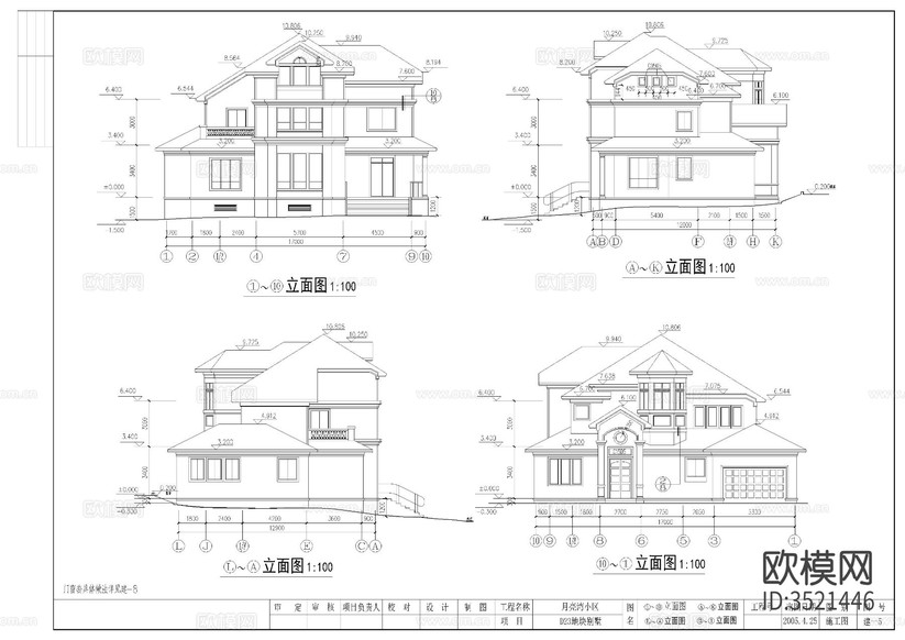 三层别墅建施图-免费3dmax模型库-欧模网
