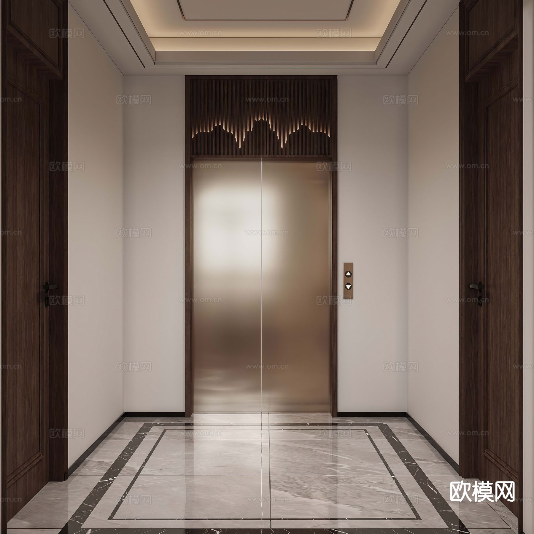 G010 新中式电梯间 电梯厅3d模型下载
