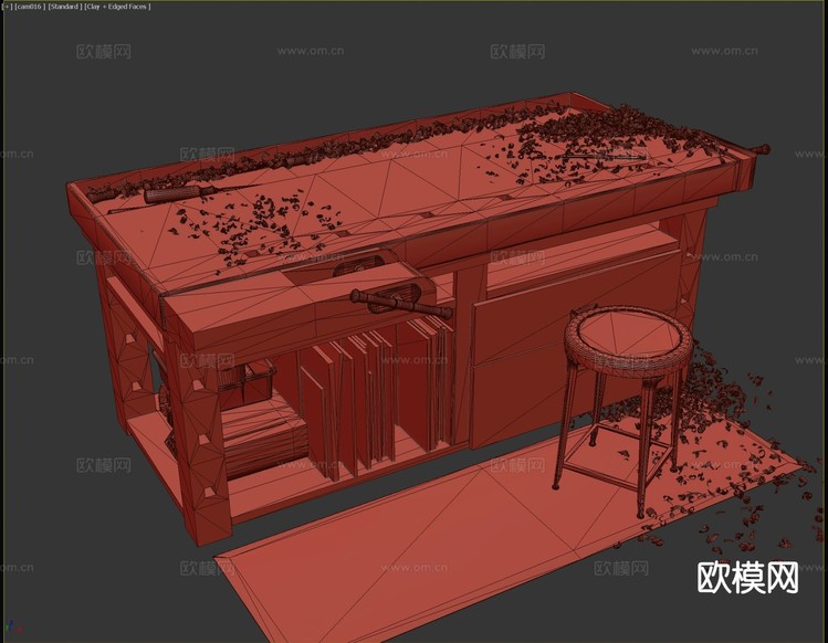 现代工作台 工业设备3d模型下载(渲染图2)