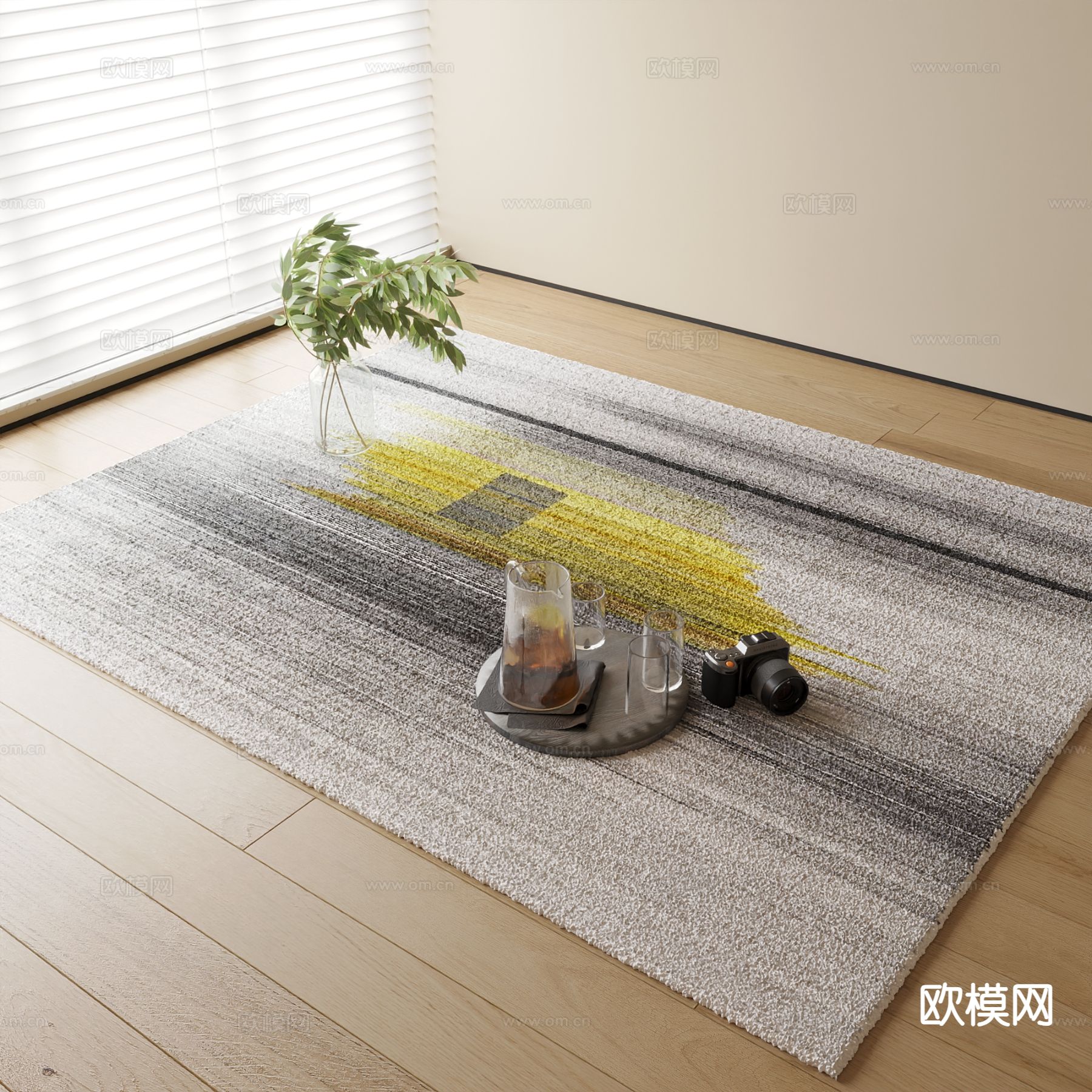 现代地毯su模型下载（渲染图2）