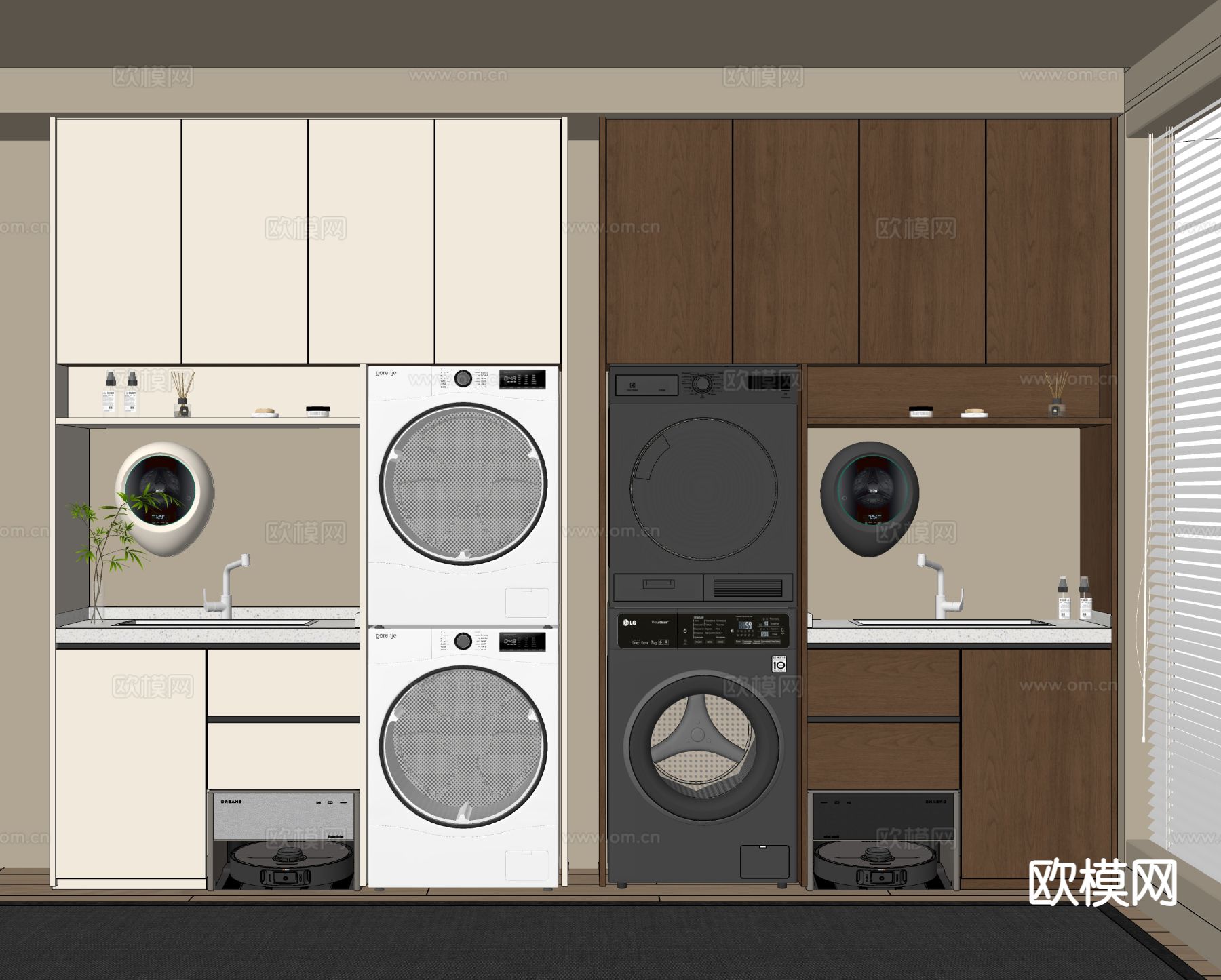 阳台洗衣机柜u模型