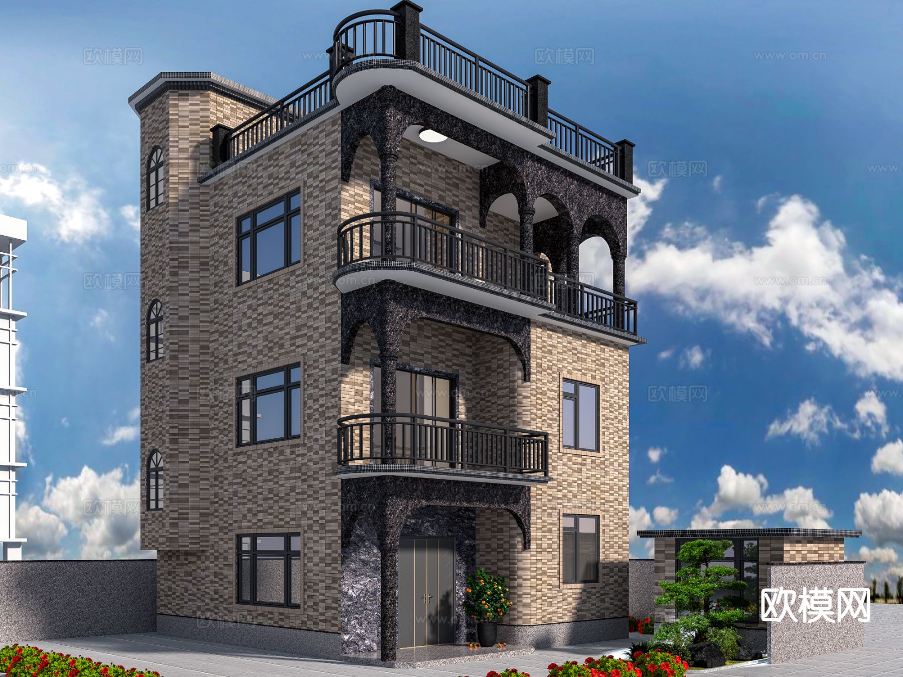独栋别墅外观3d模型下载