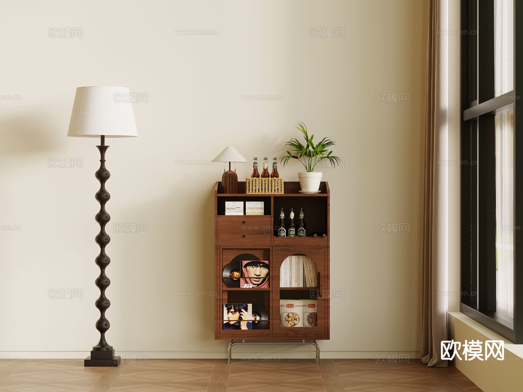 中古风书架 杂志架3d模型下载