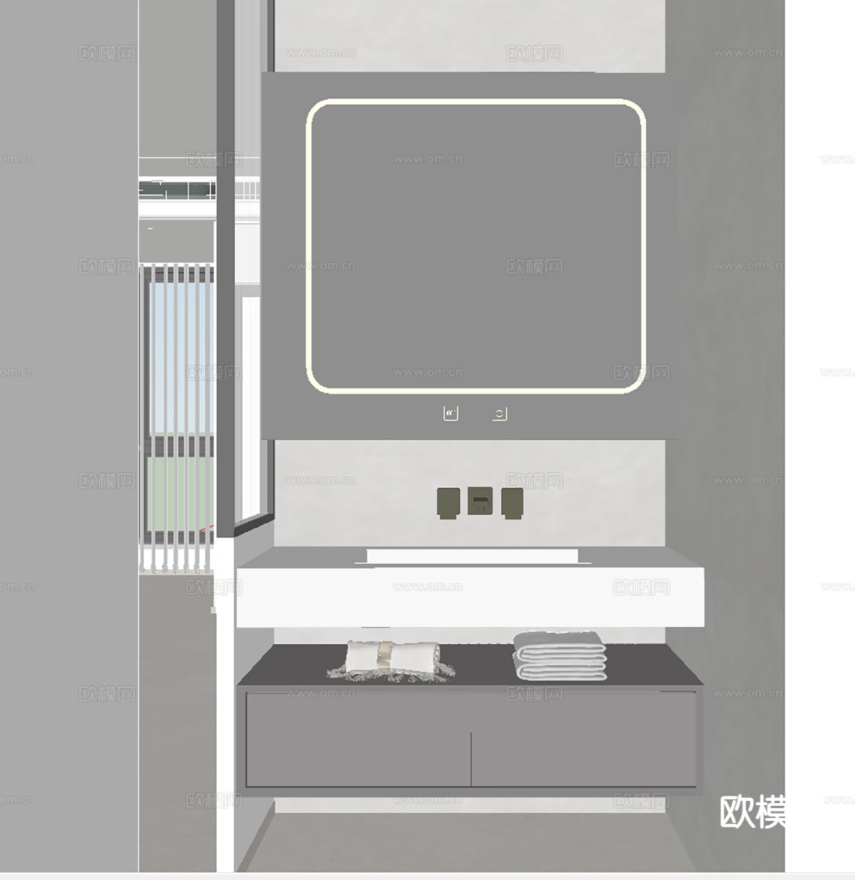 现代卫生间干区su模型下载（渲染图1）