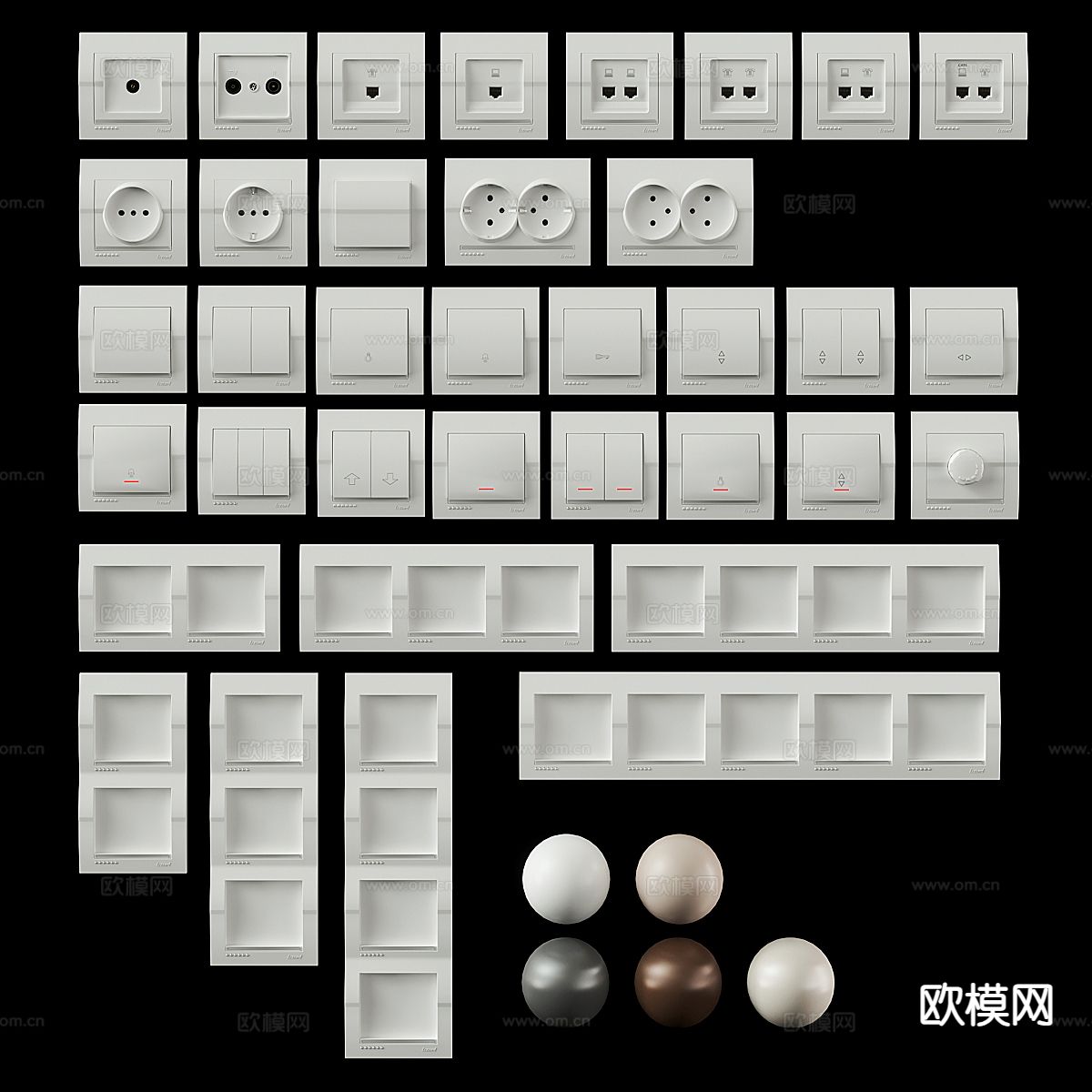 现代插座开关 面板3d模型下载（渲染图4）