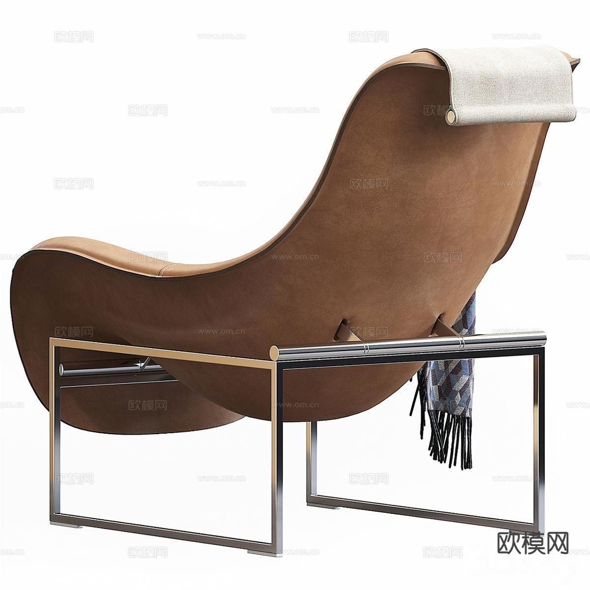 B&b Italia 皮革椅子 休闲椅 扶手椅3d模型下载（渲染图3）
