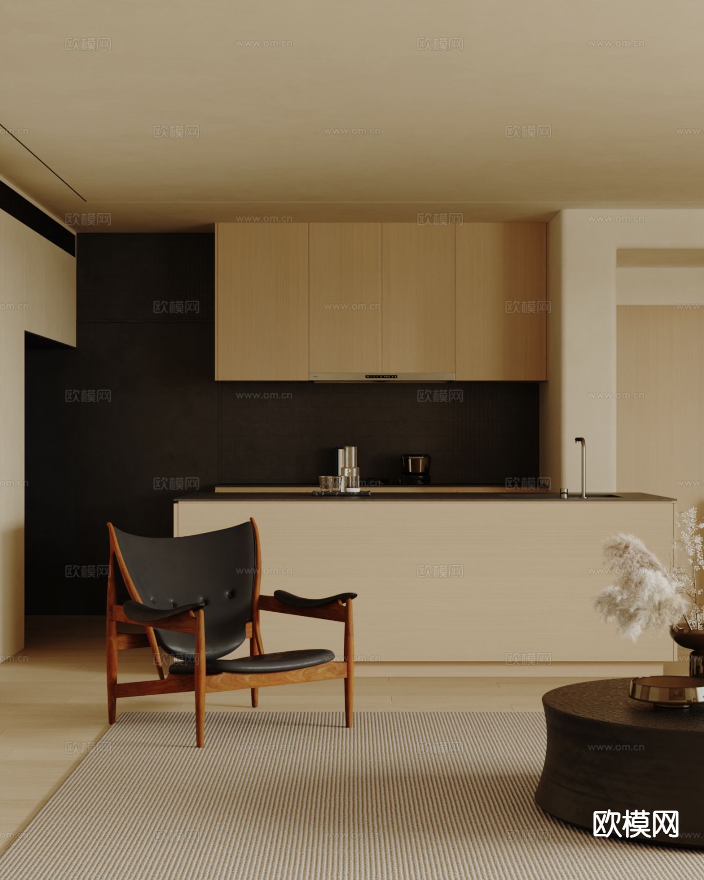 原木风客厅 横厅su模型下载（渲染图4）