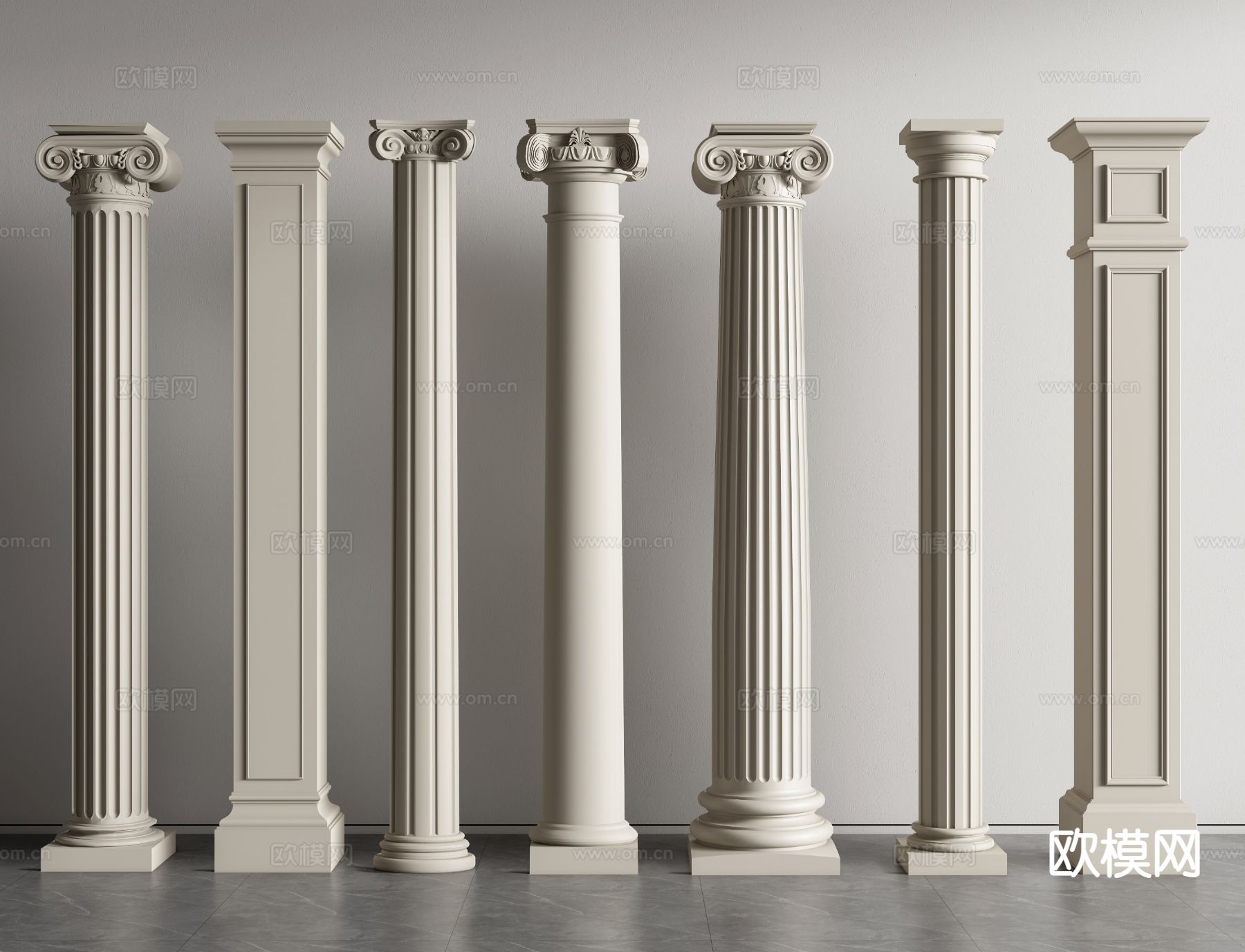 欧式柱子 罗马柱 石膏柱 雕花柱3d模型下载