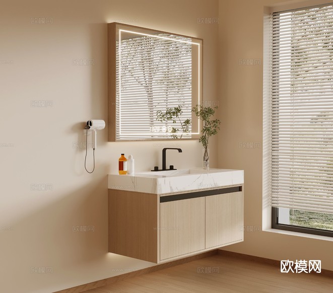 侘寂洗手台 洗手盆3d模型下载