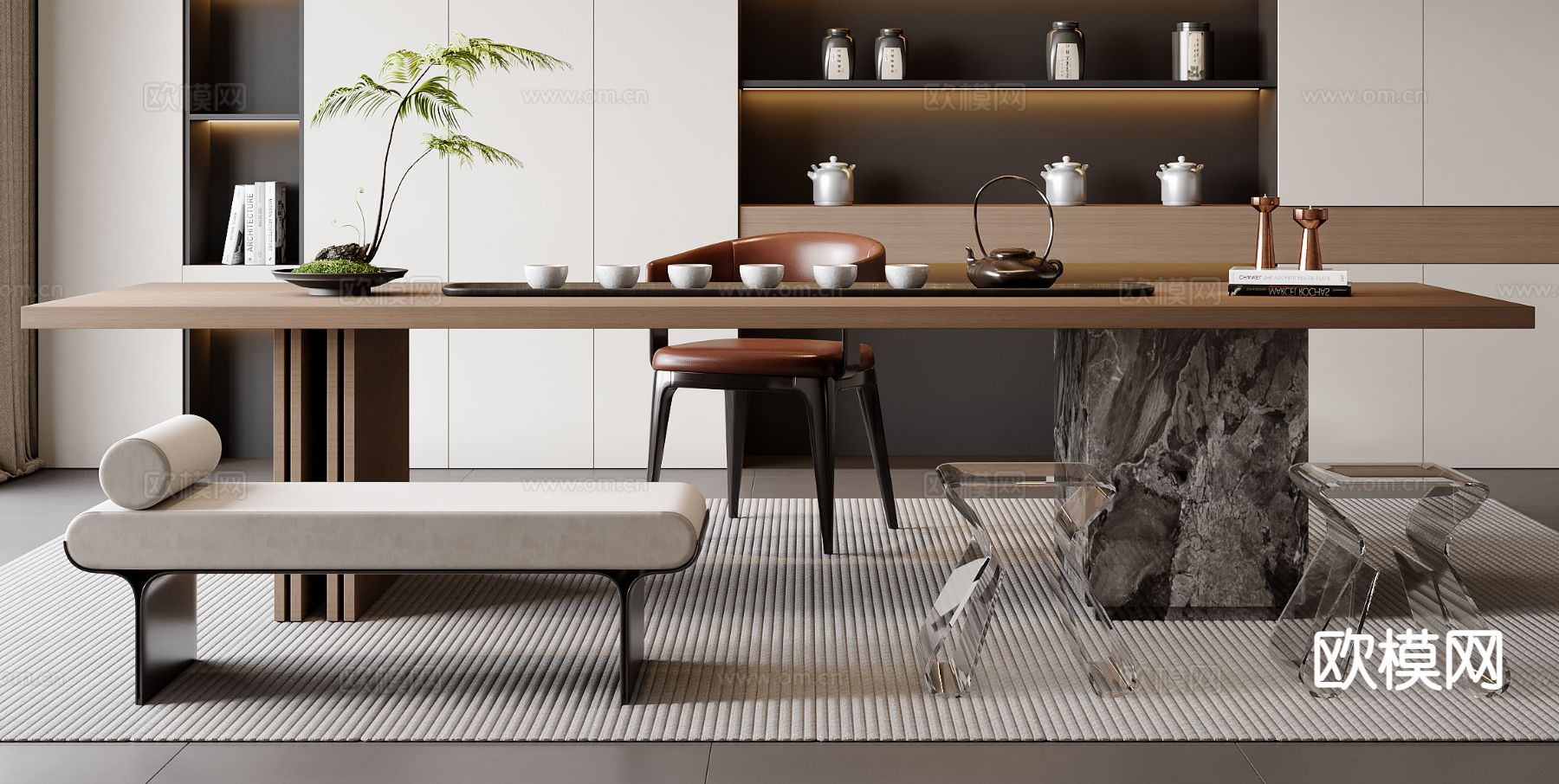 现代茶桌椅3d模型下载