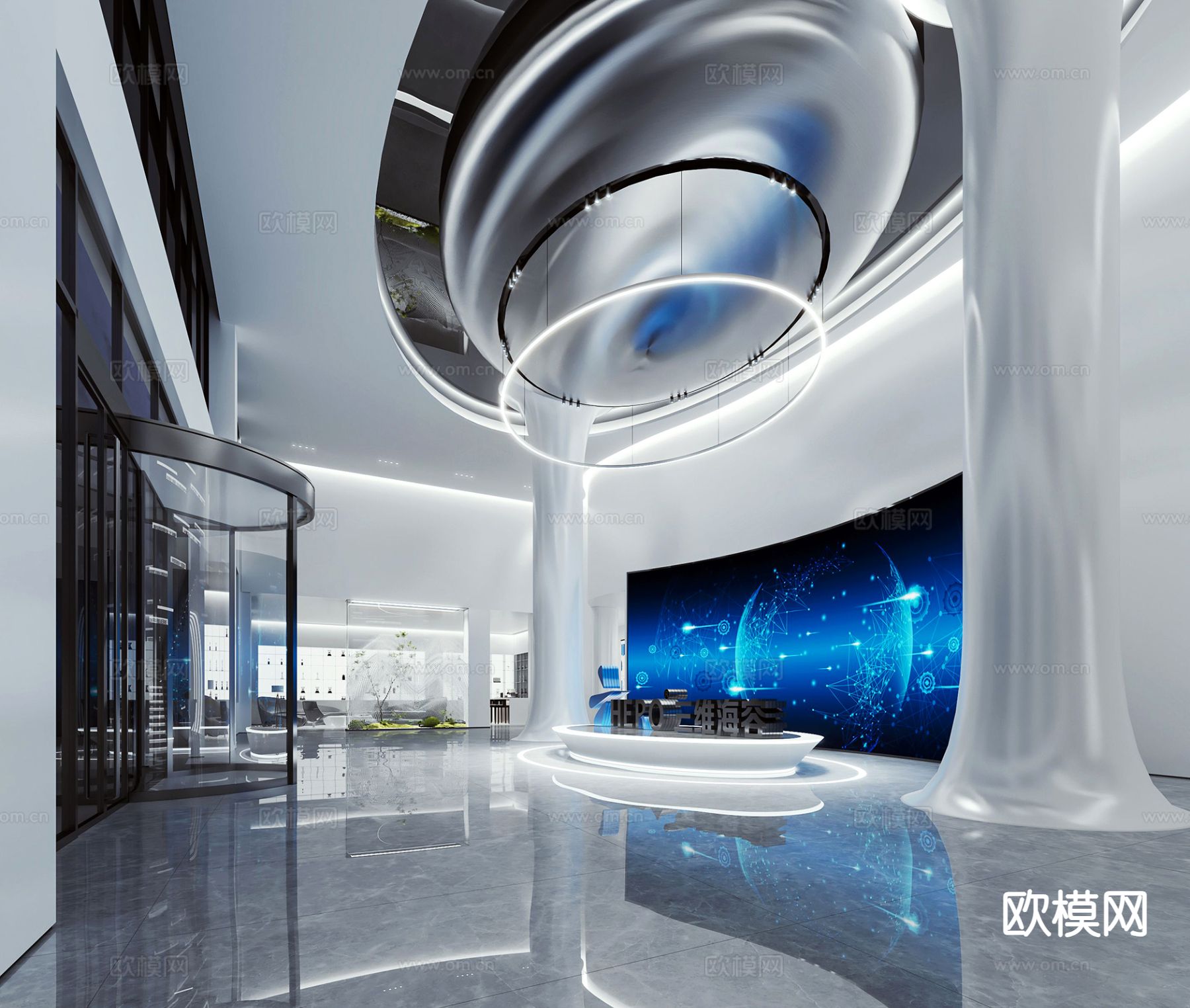 办公楼大堂 写字楼大堂3d模型下载