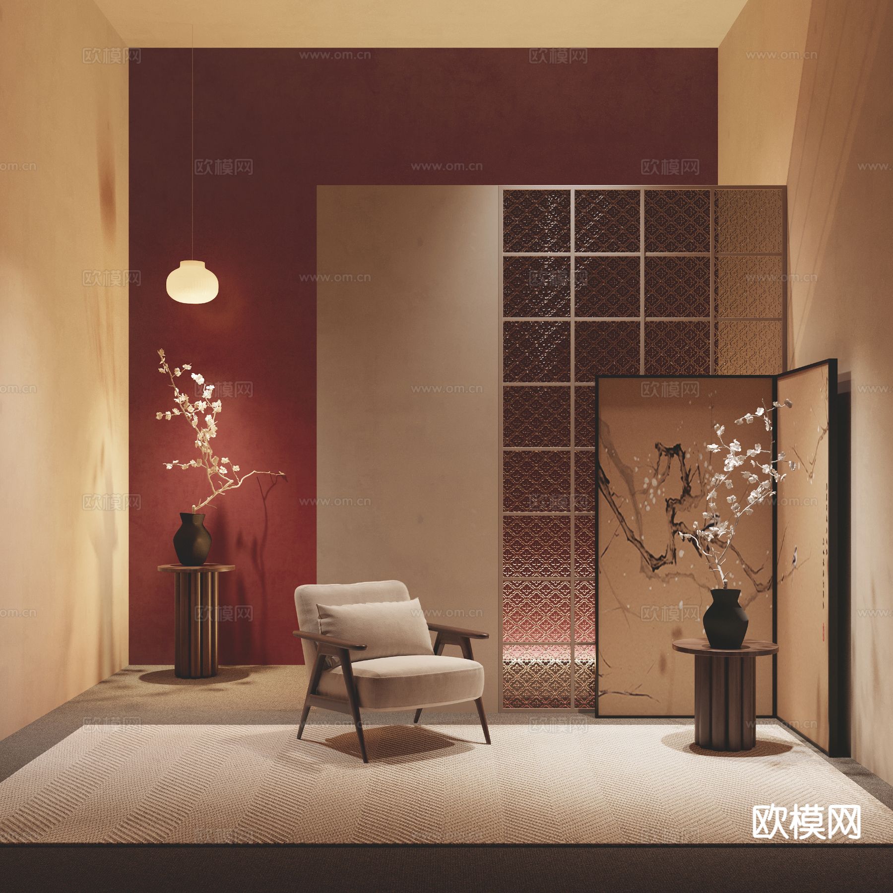 中古风家具直播间su模型下载（渲染图2）
