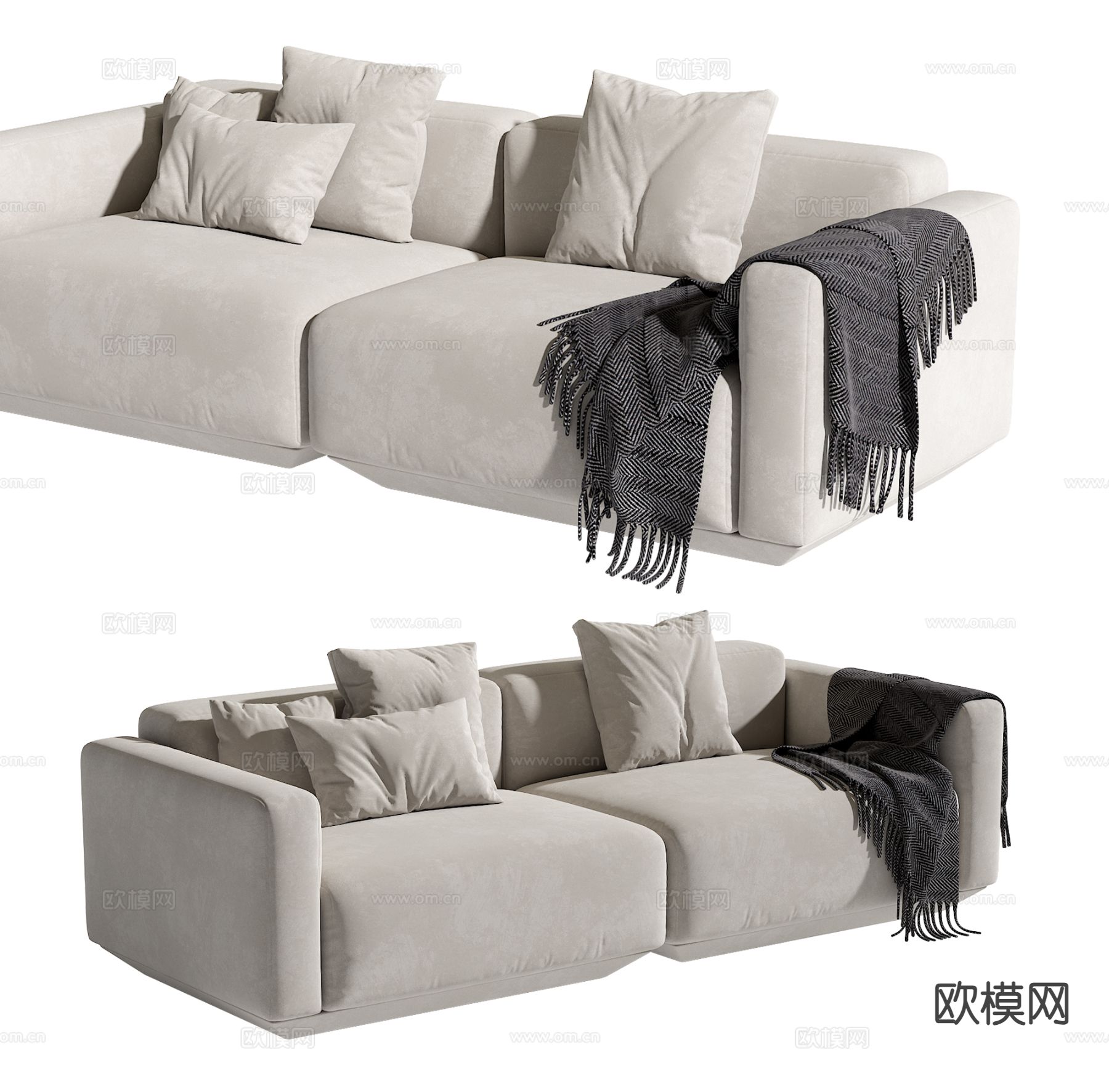 Minotti 现代双人沙发su模型下载（渲染图2）