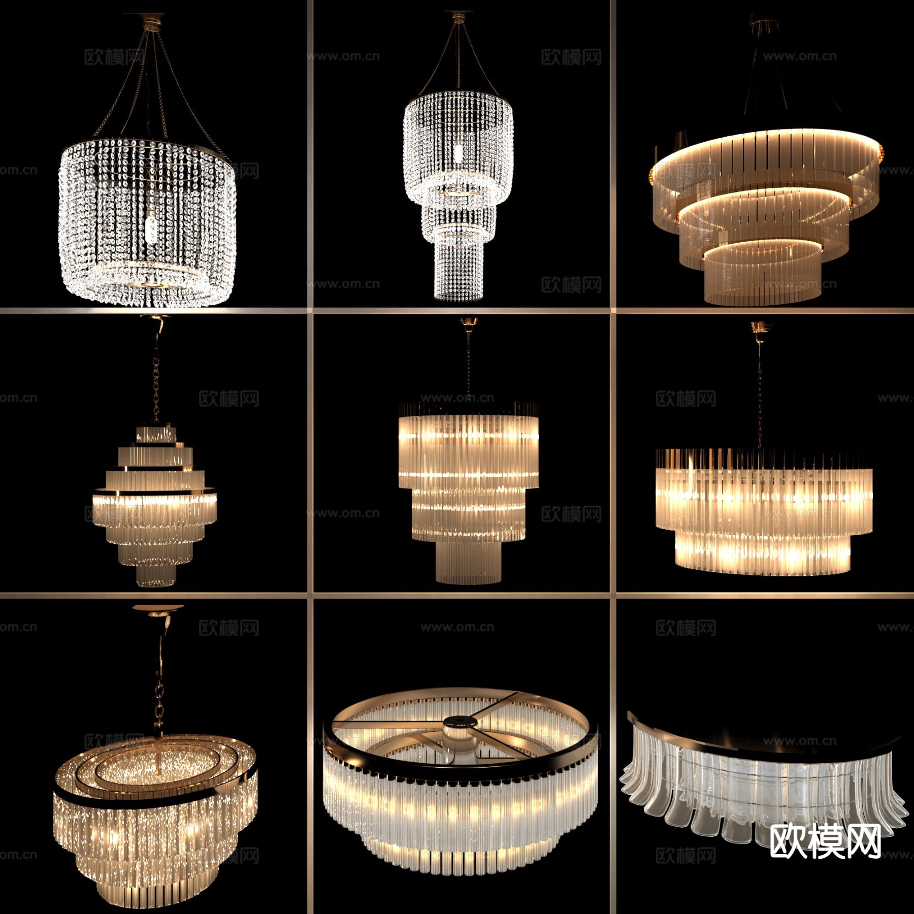 轻奢水晶灯 吊灯3d模型下载