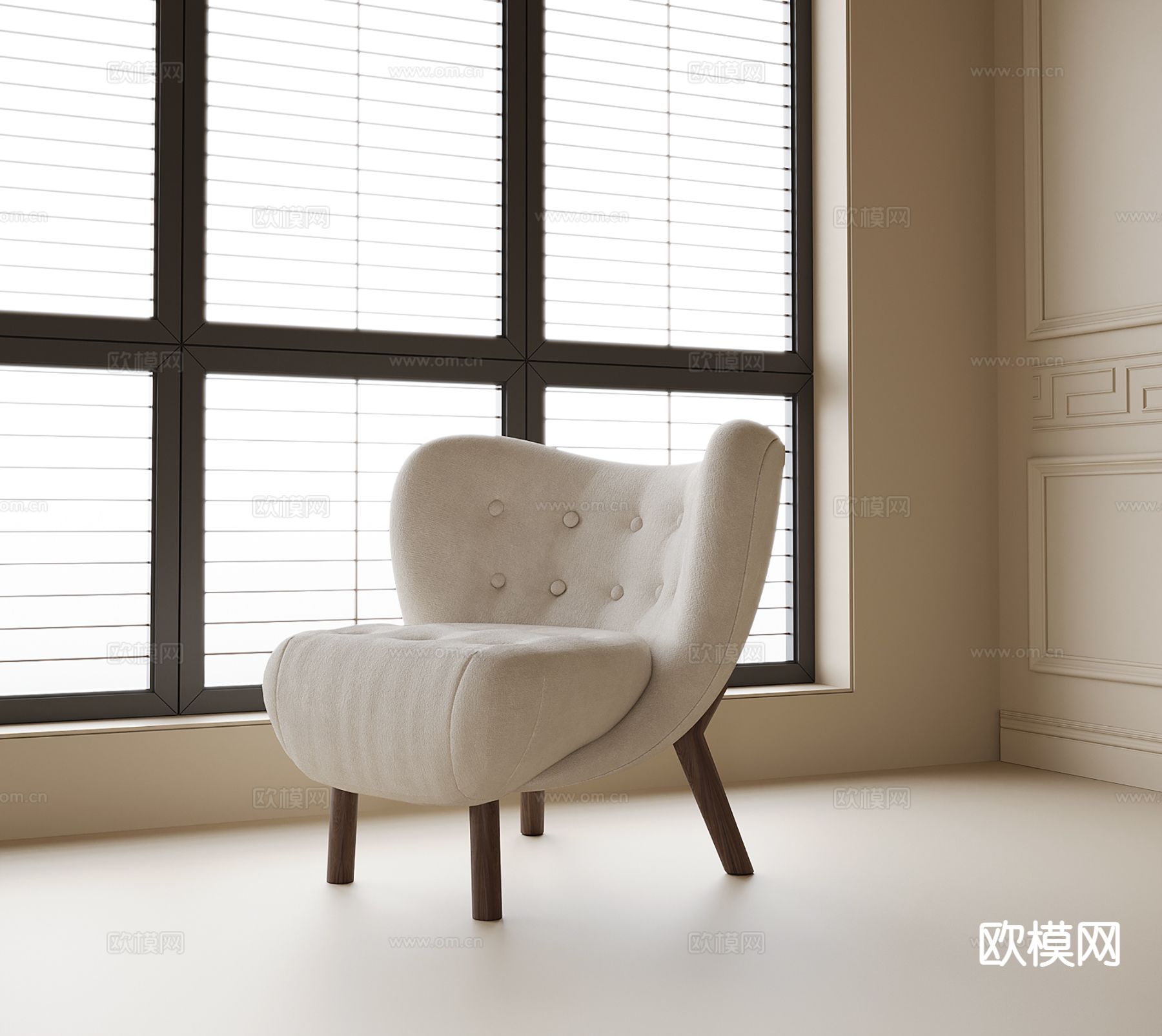 奶油风椅子 沙发椅 休闲椅 单椅3d模型下载