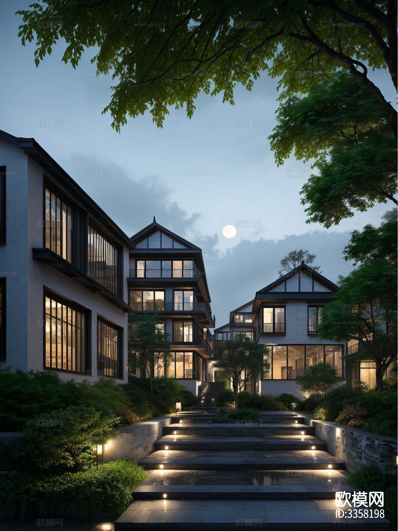 中式江南水乡 街道景观效果图下载（渲染图9）