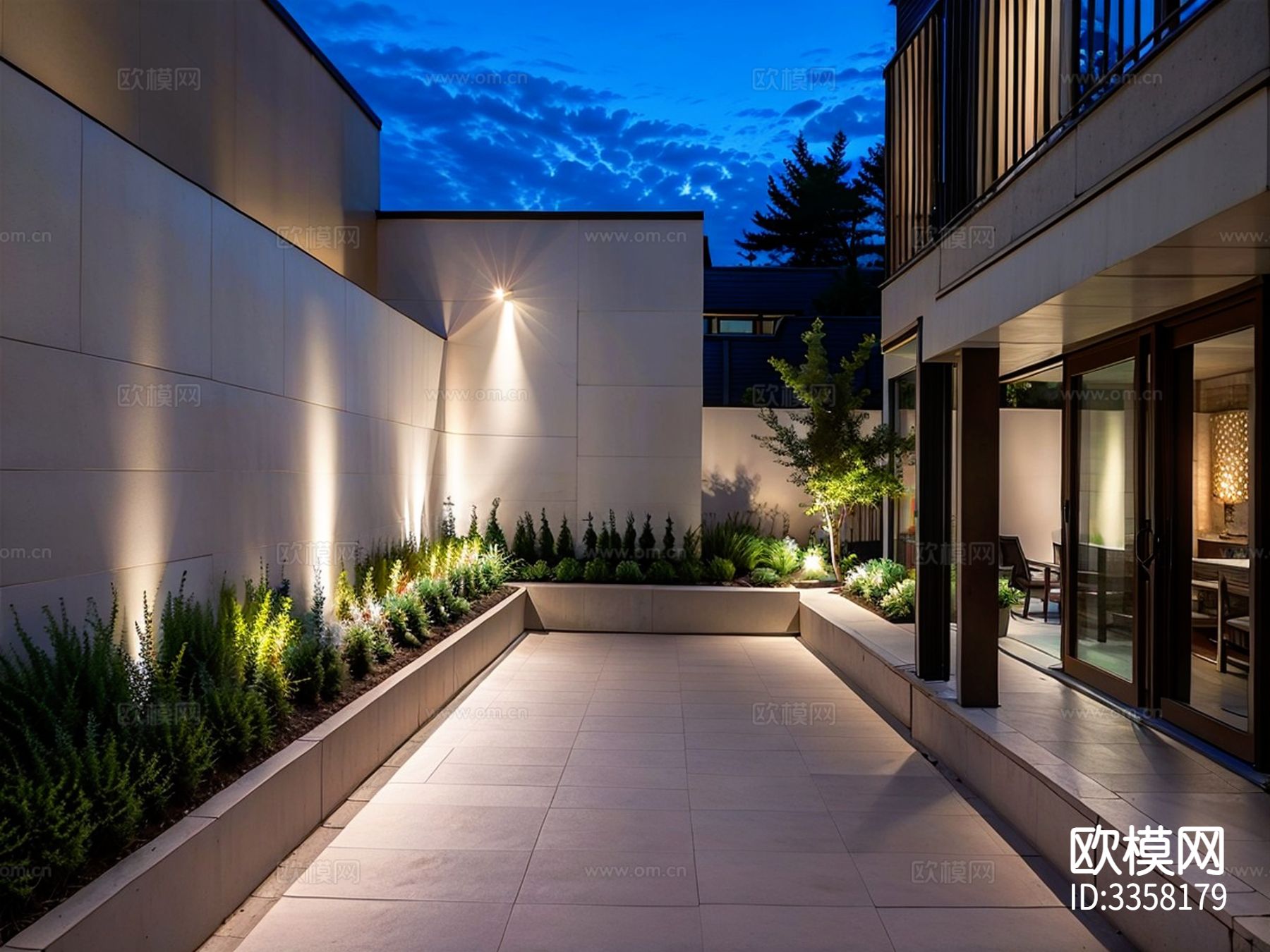 现代别墅庭院景观效果图下载（渲染图2）