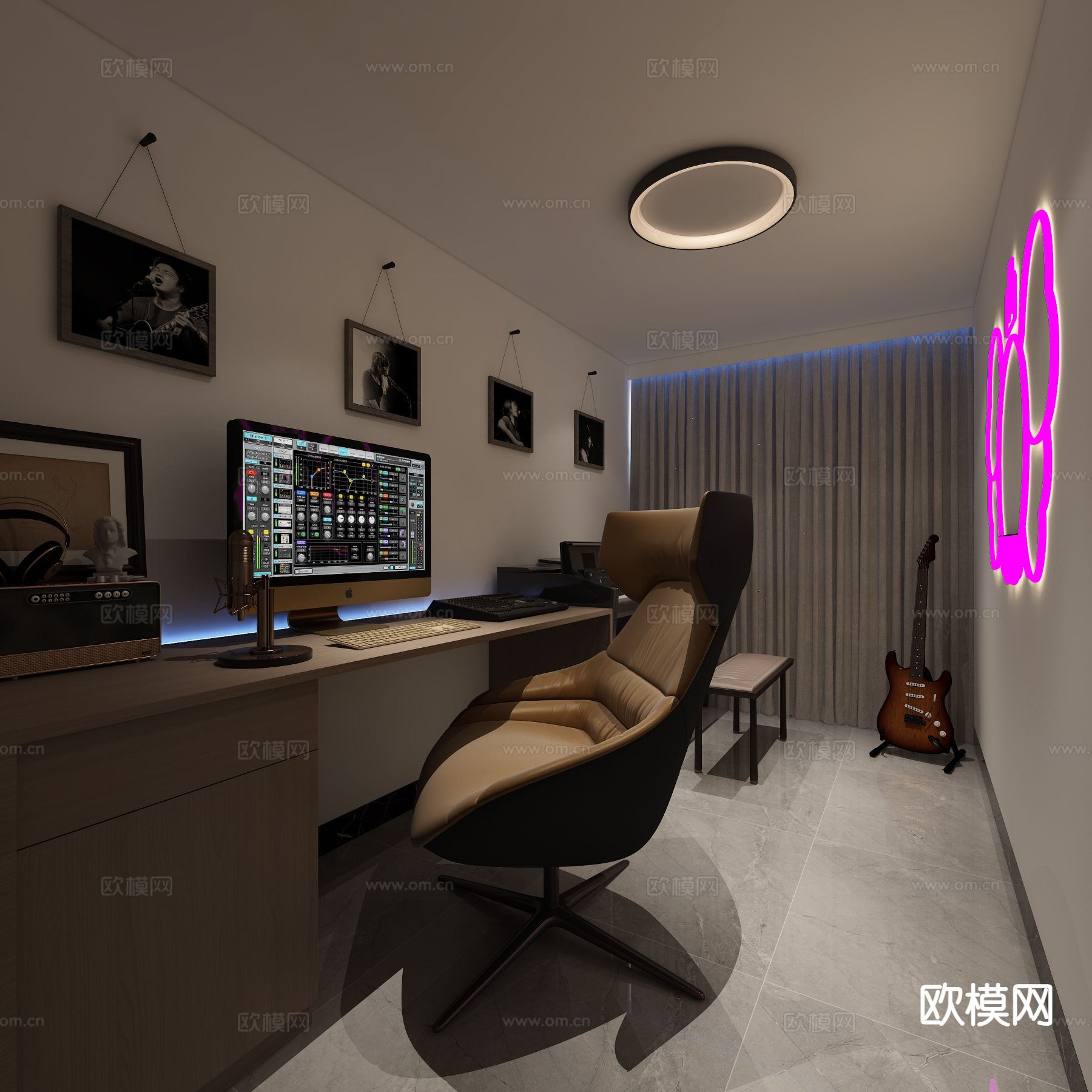 现代录音室3d模型下载