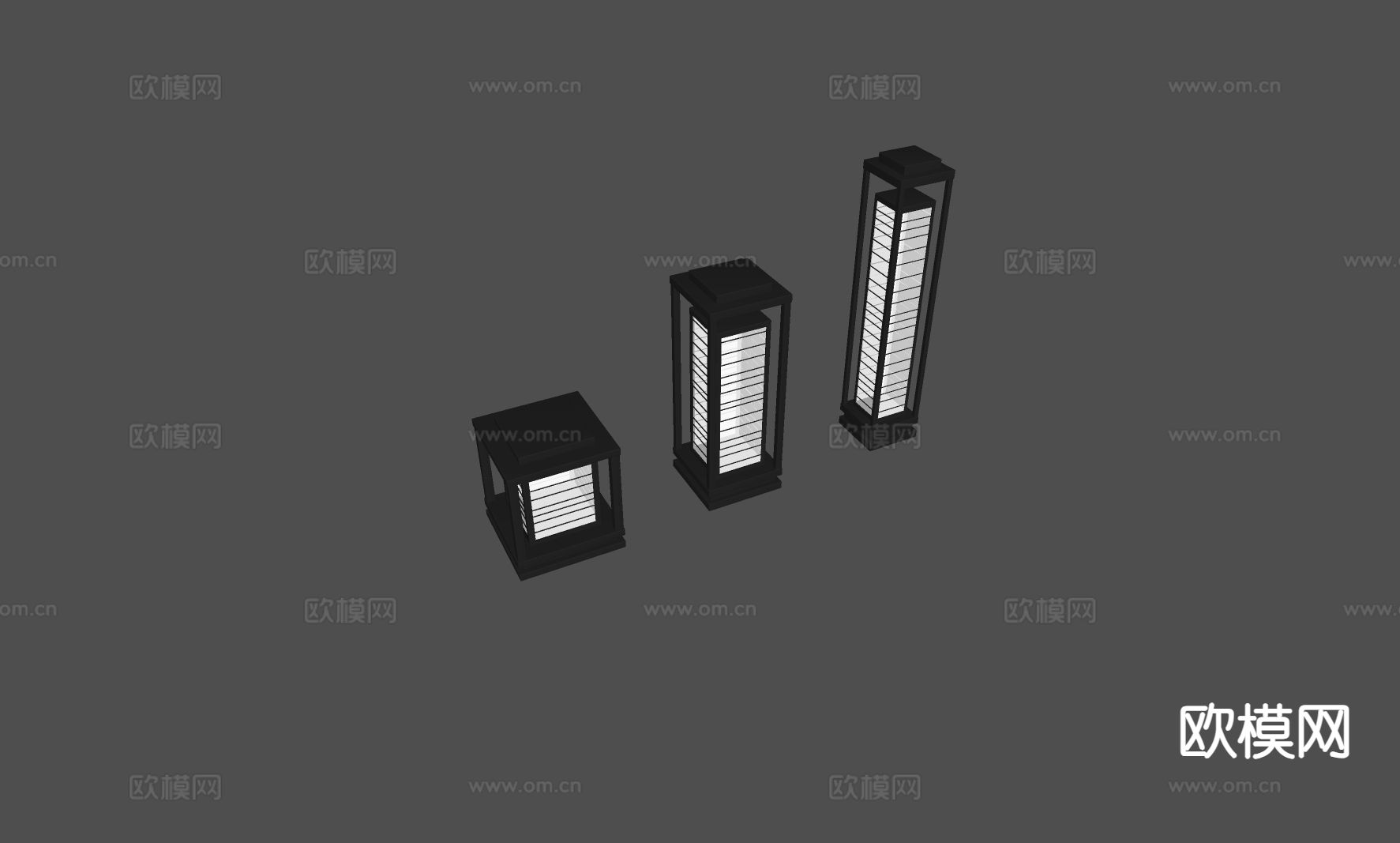 中式景观灯 草坪灯 庭院灯 户外灯su模型下载（渲染图1）