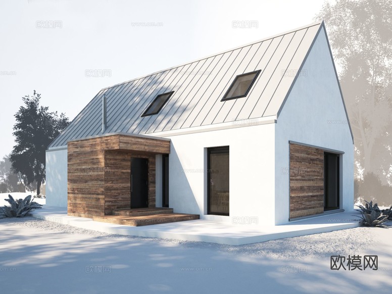 现代独栋别墅 木屋外观3d模型下载