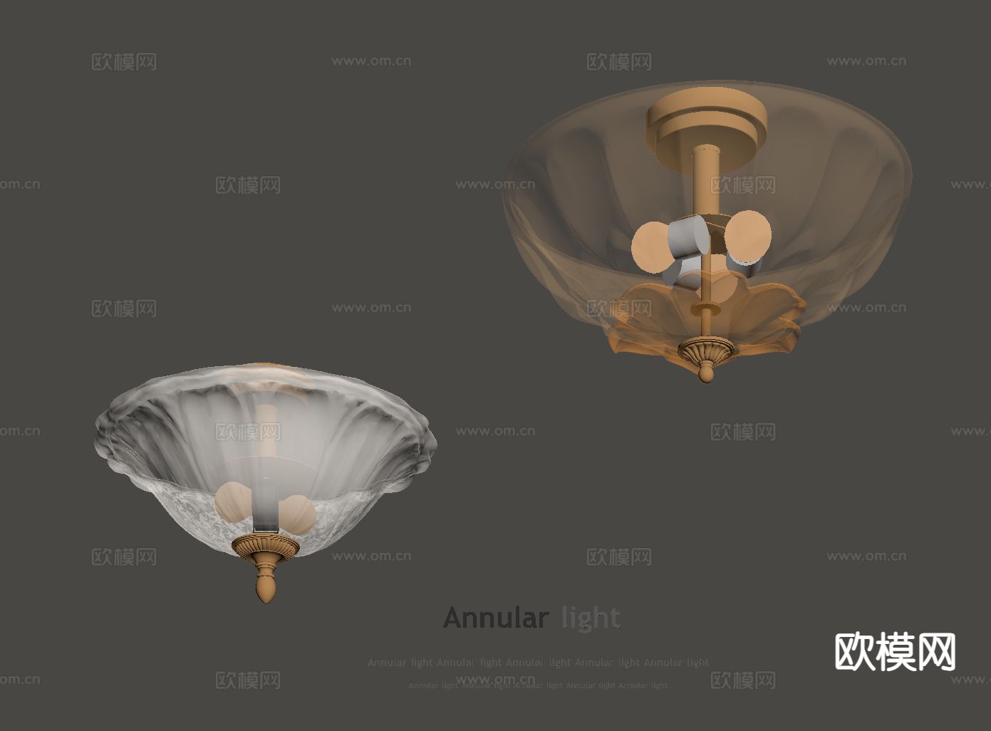 法式水晶吸顶灯su模型下载（渲染图1）