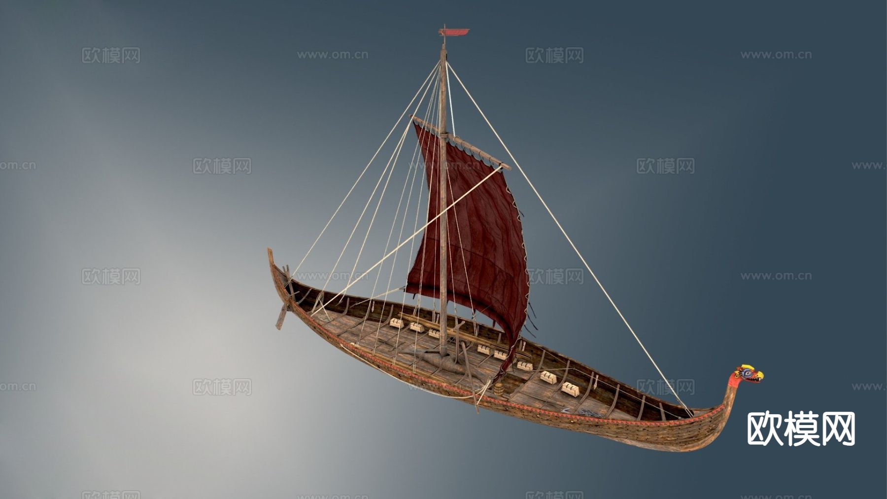 战船 维京船 古代战舰 帆船 攻城船3d模型下载